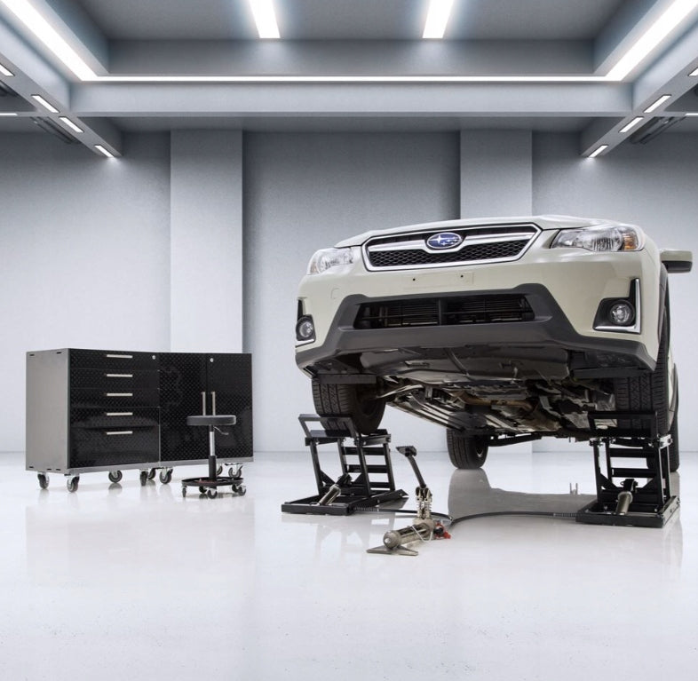 OVERRUN CAR RAMP WITH PNEUMATIC LIFT ADJUSTABLE SOLID Brand AppTech