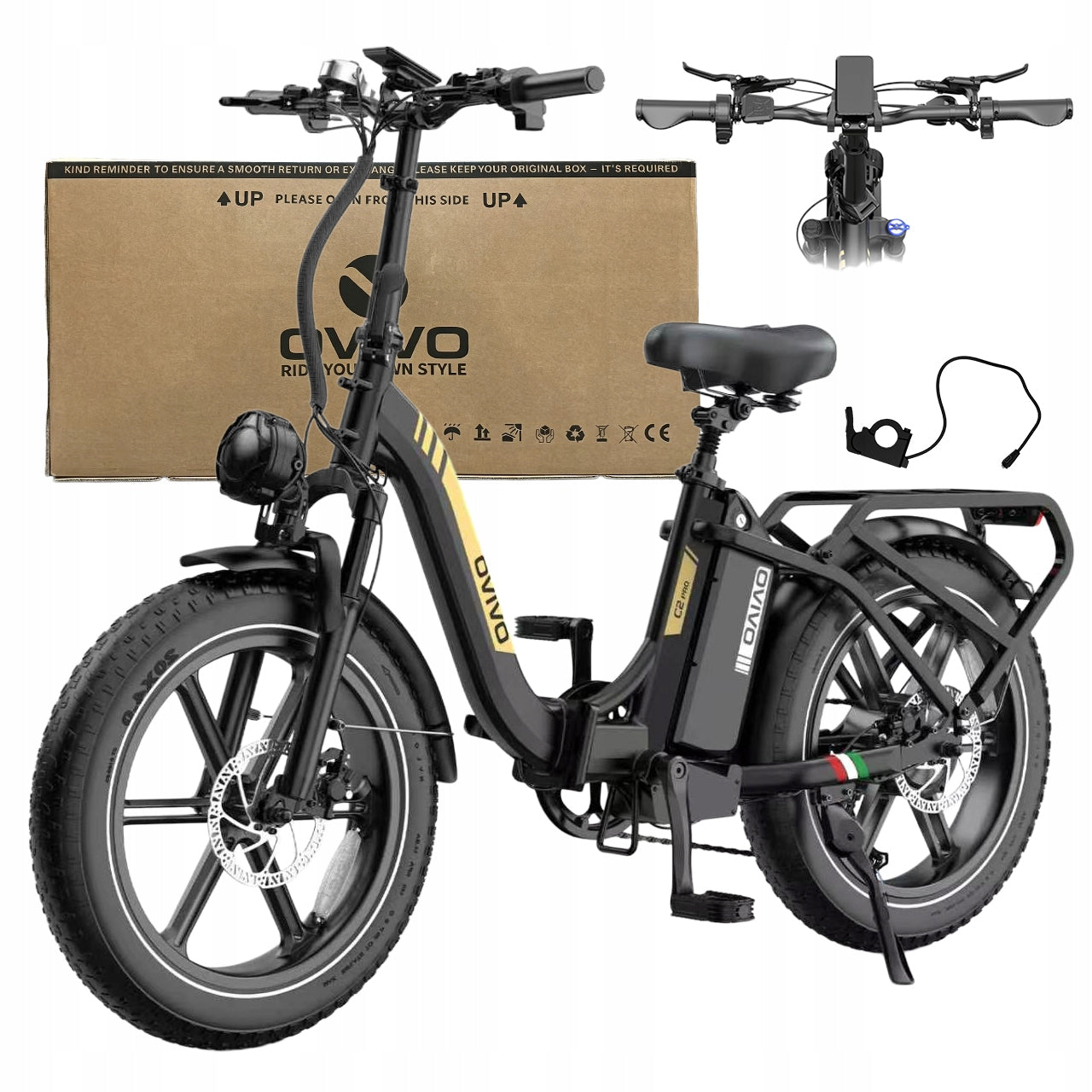 OVIVO C2 Pro Urban electric bicycles 48V 18Ah 250W 70Nm 25km/h 20“4.0 black