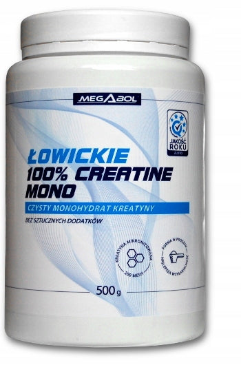 ŁOWICKIE 100% CREATINE monohydrate 500g MEGABOL Expiration date at least 1 year from the date of purchase