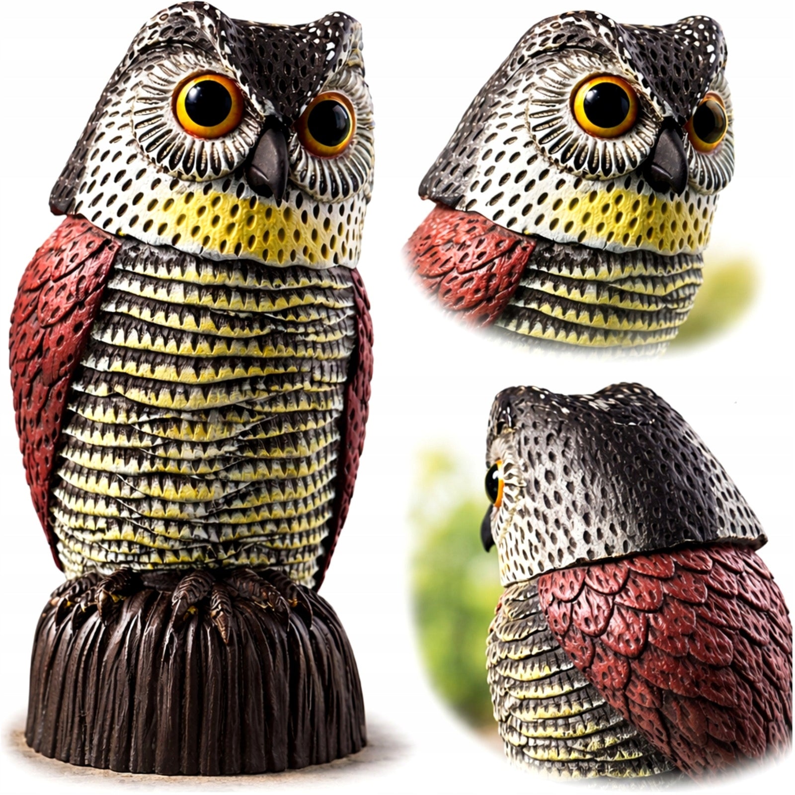 OWL GARDEN FIGURINE PIGEON REPELLENT STARLINGS MOVING HEAD FOR GARDEN