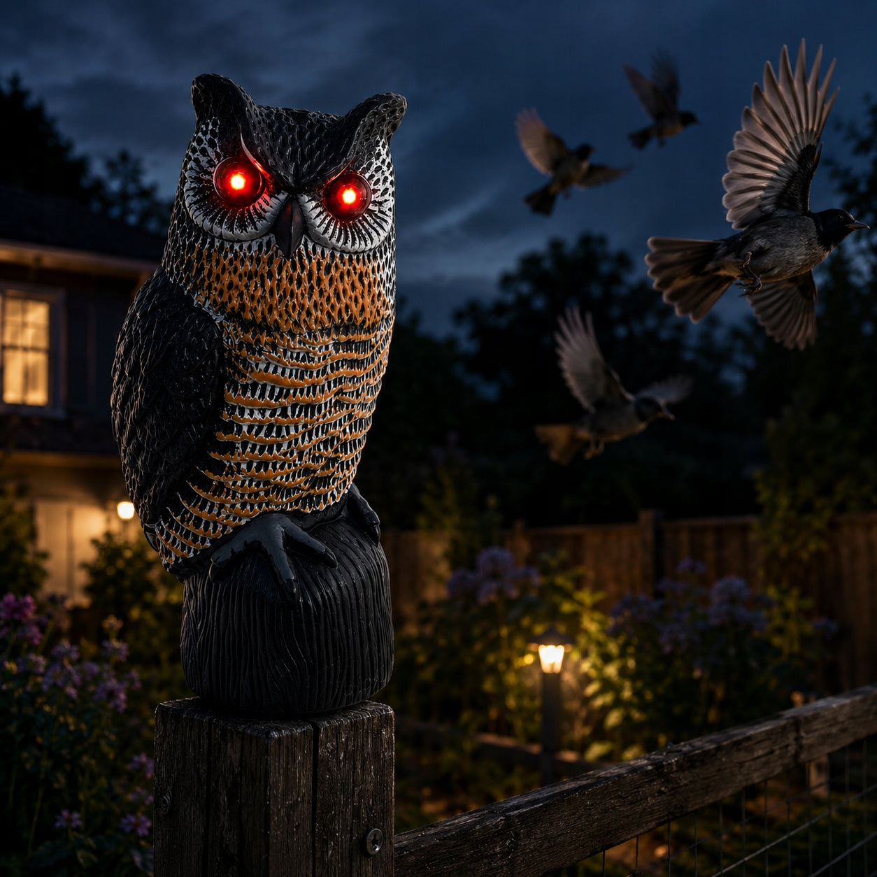 OWL SOLAR BIRD REPELLENT MOTION SENSOR SOUND MOCK-UP BIRD EAGLE Packaging status original