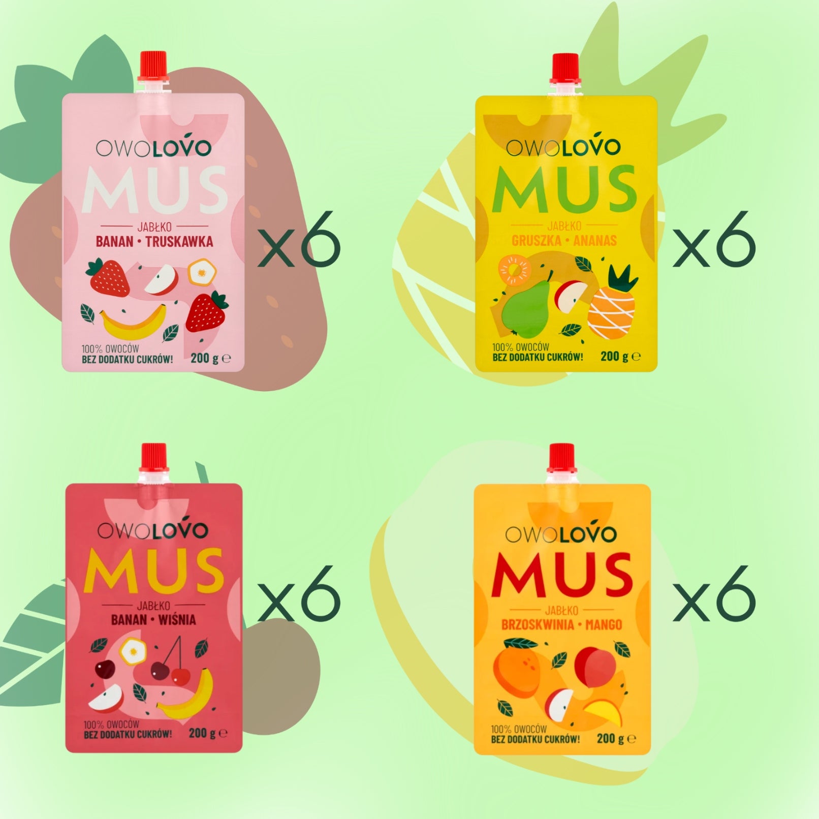 OWOLOVO Mix of three-flavoured fruit mousses 24x200g Packaging status original