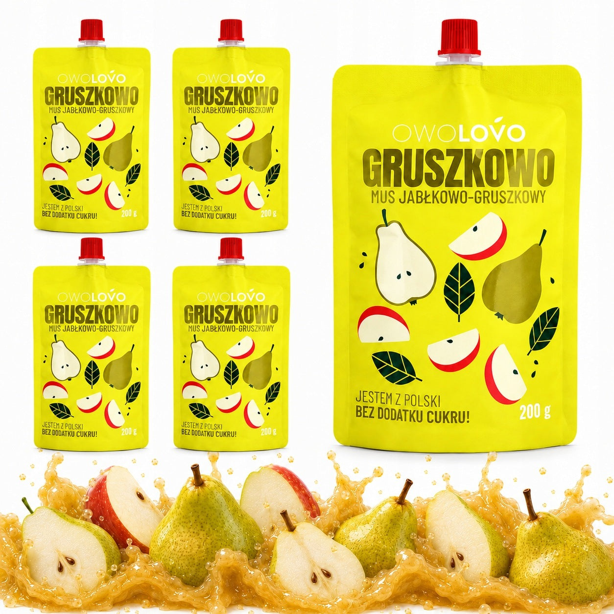 OWOLOVO fruit mousse without added sugar PEAR 200G x 5 = 1KG