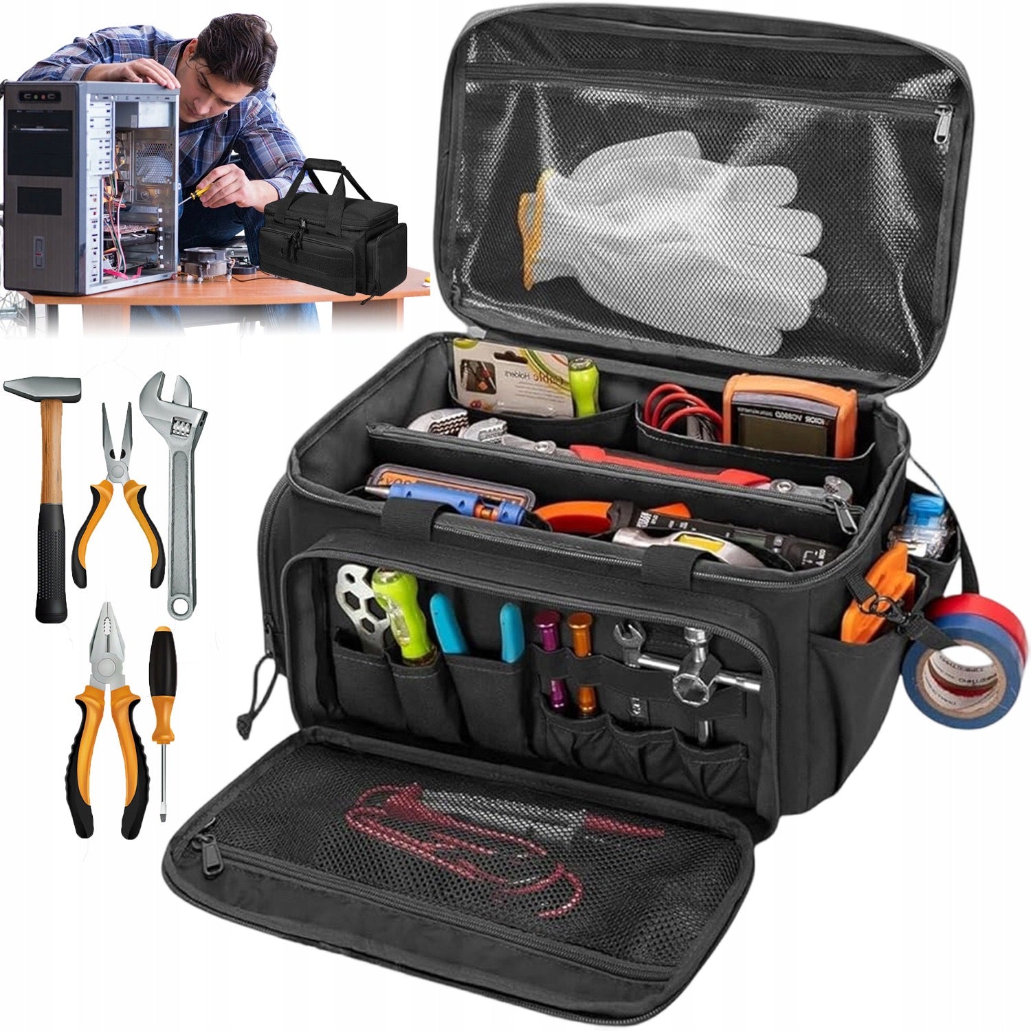 OXFORD TOOL BAG LARGE STURDY HANDLES WITH FOAM ELECTRICIAN PLUMBER