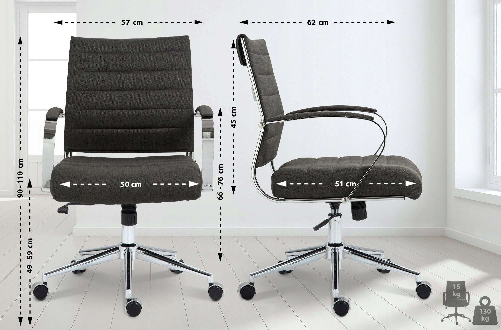 Oakland office chair fabric, dark grey