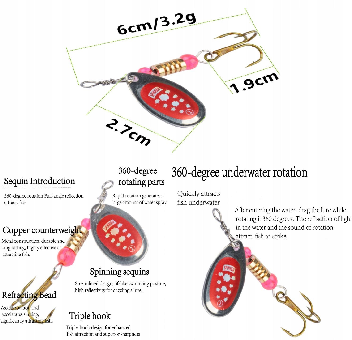 Obrotówki Błystki Spinningowe X-PIKE16szt Przynęty Blachy na szczupaka okoń Manufacturer code dongguanchanshan