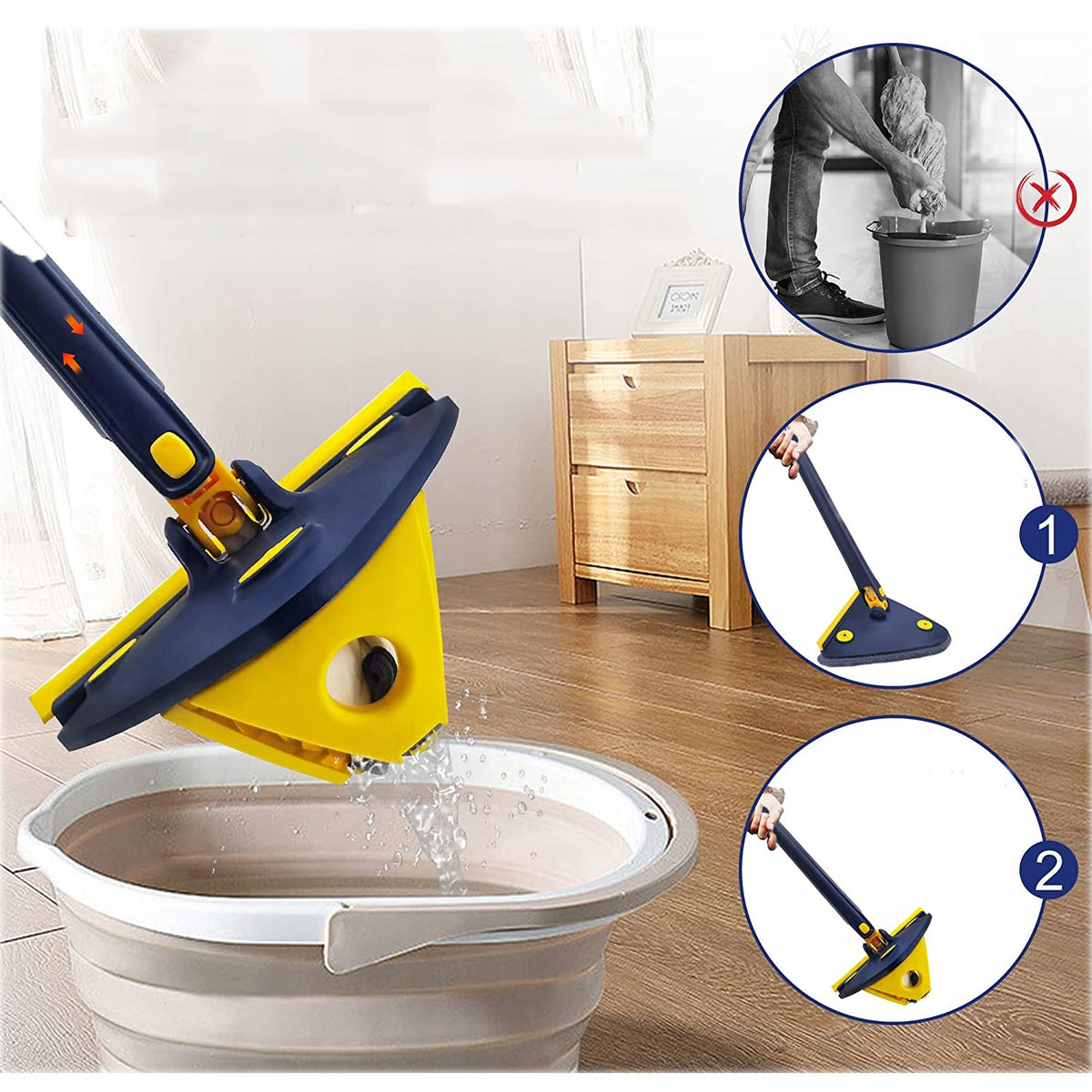 Obrotowy Trojkatny Mop 180 Stopni Obrotu127CM DIY Brand Hooha
