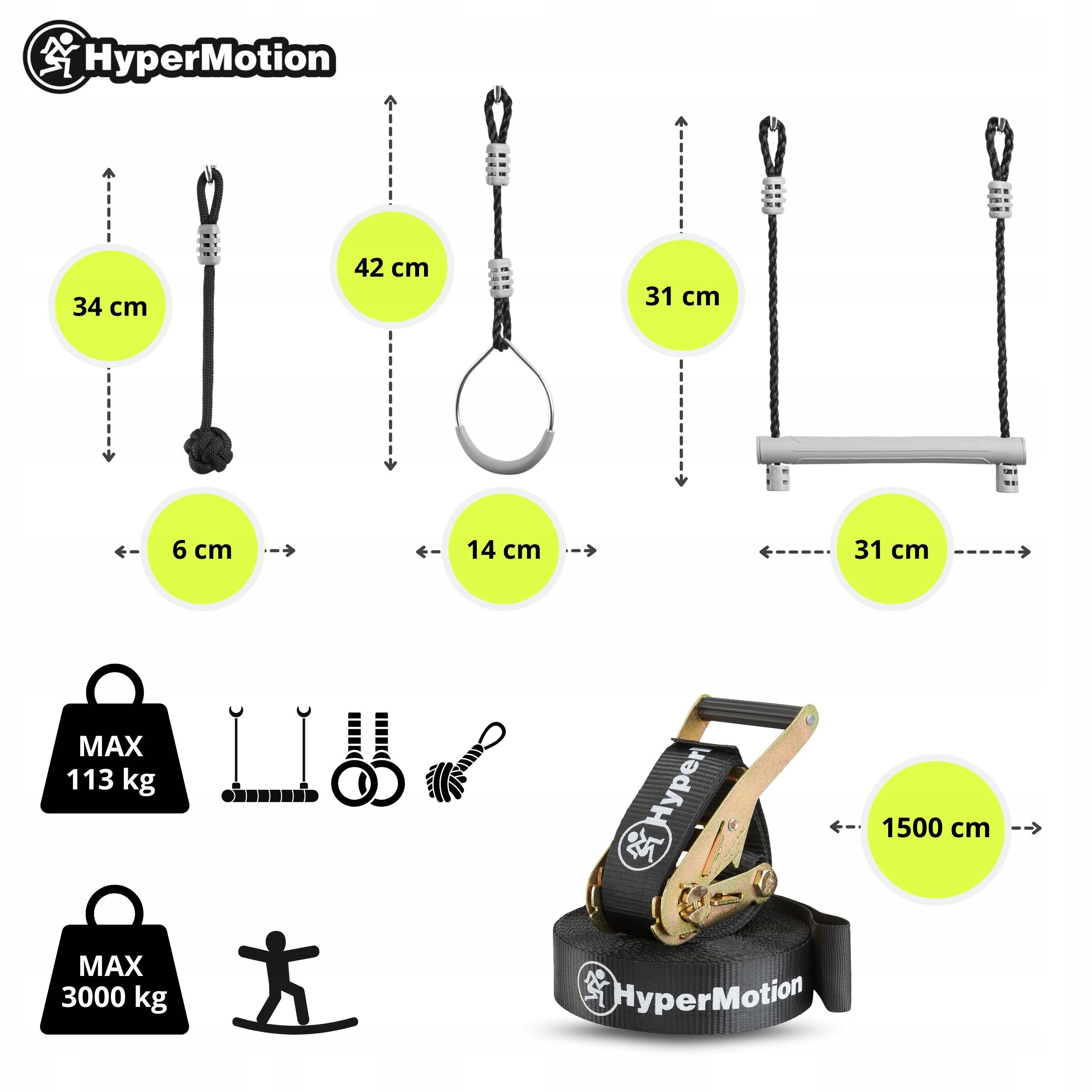 Obstacle course for children HyperMotion set slackline metal 7 obstacles Product weight with unit packaging 4.5 kg