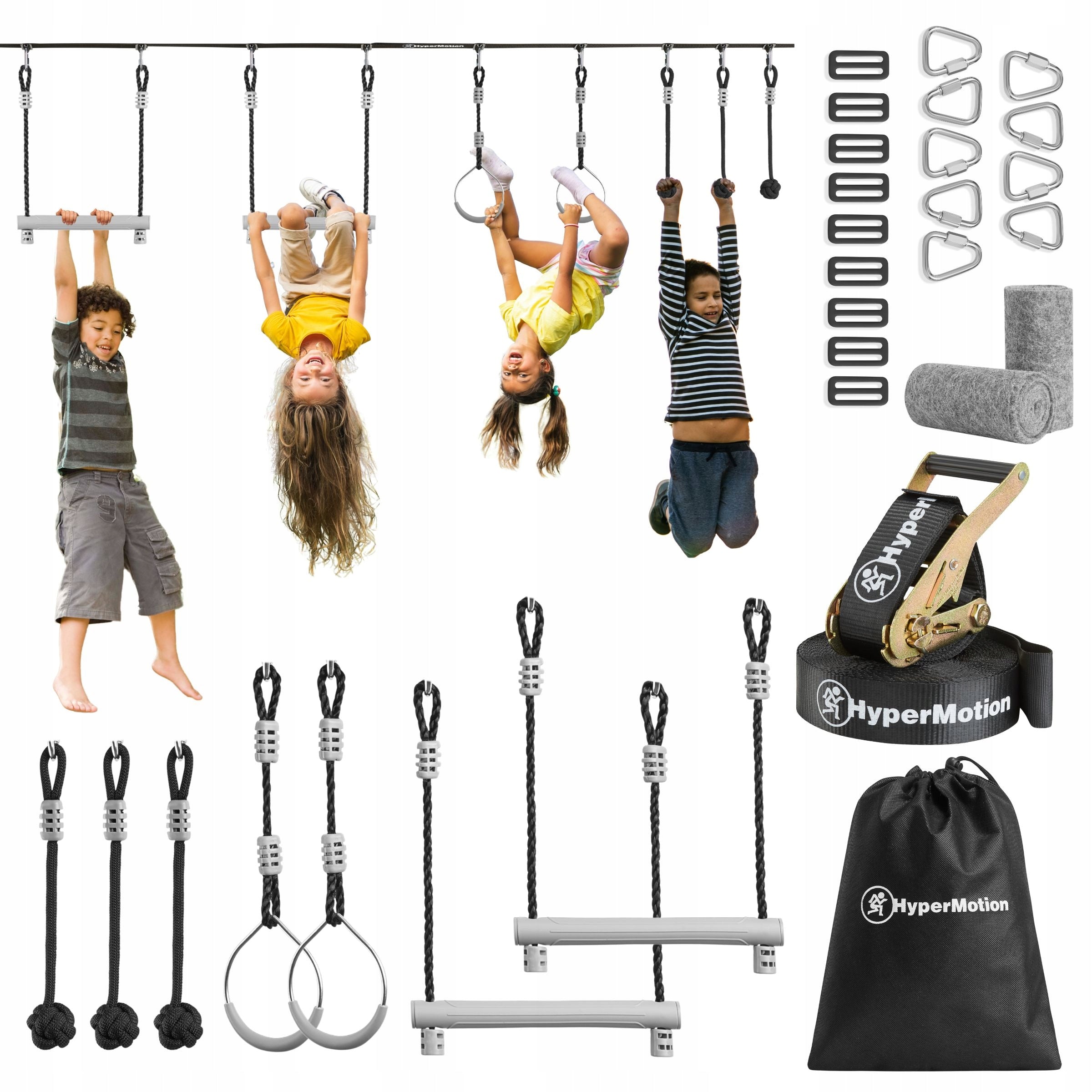 Obstacle course for children HyperMotion set slackline metal 7 obstacles