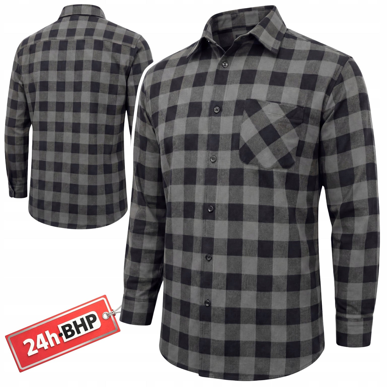 Occupational Health and Safety FLANNEL SHIRT Men's COTTON 100% Grey GRATING For Work