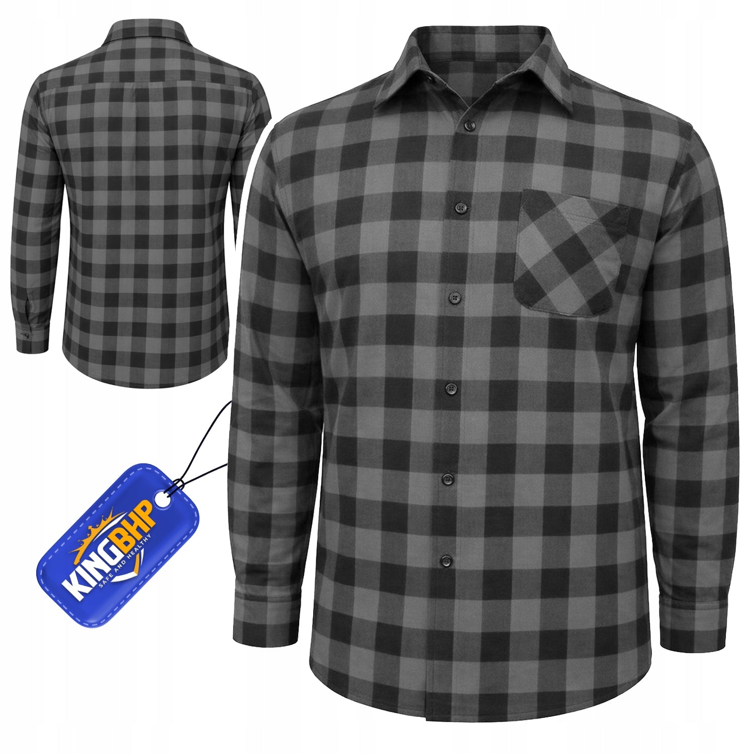 Occupational Health and Safety FLANNEL SHIRT Men's COTTON 100% Grey GRATING For Work