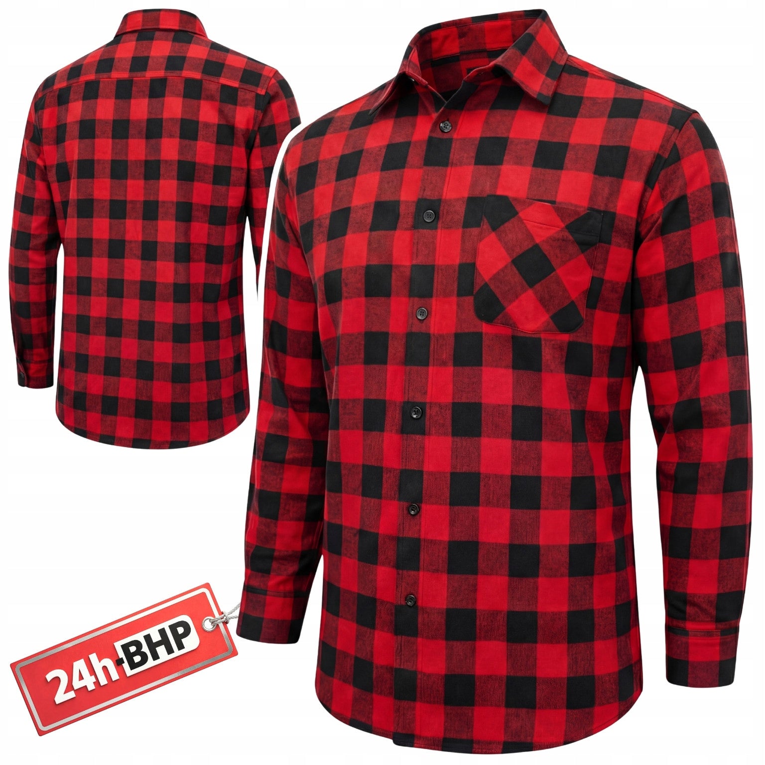 Occupational Health and Safety FLANNEL SHIRT Men's Cotton 100% Red Grating For Work