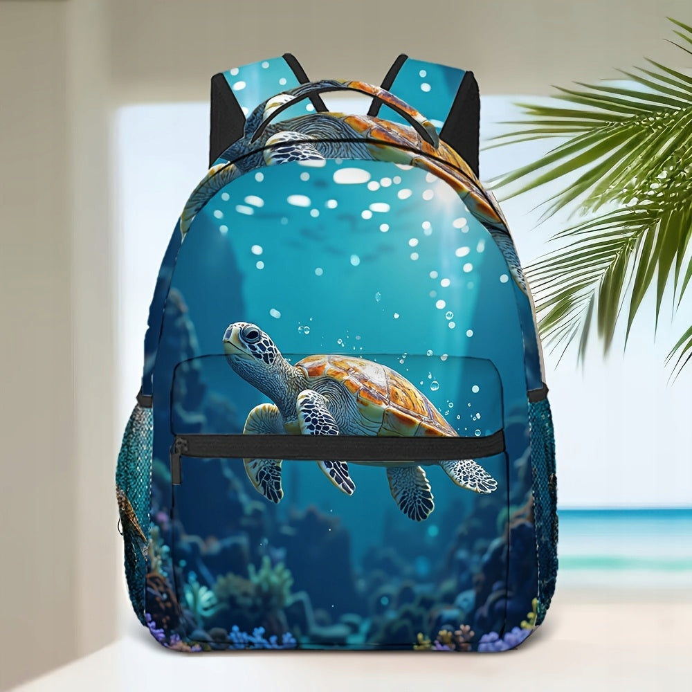Ocean Blue Turtle Realistic Sea Life Backpack School Travel