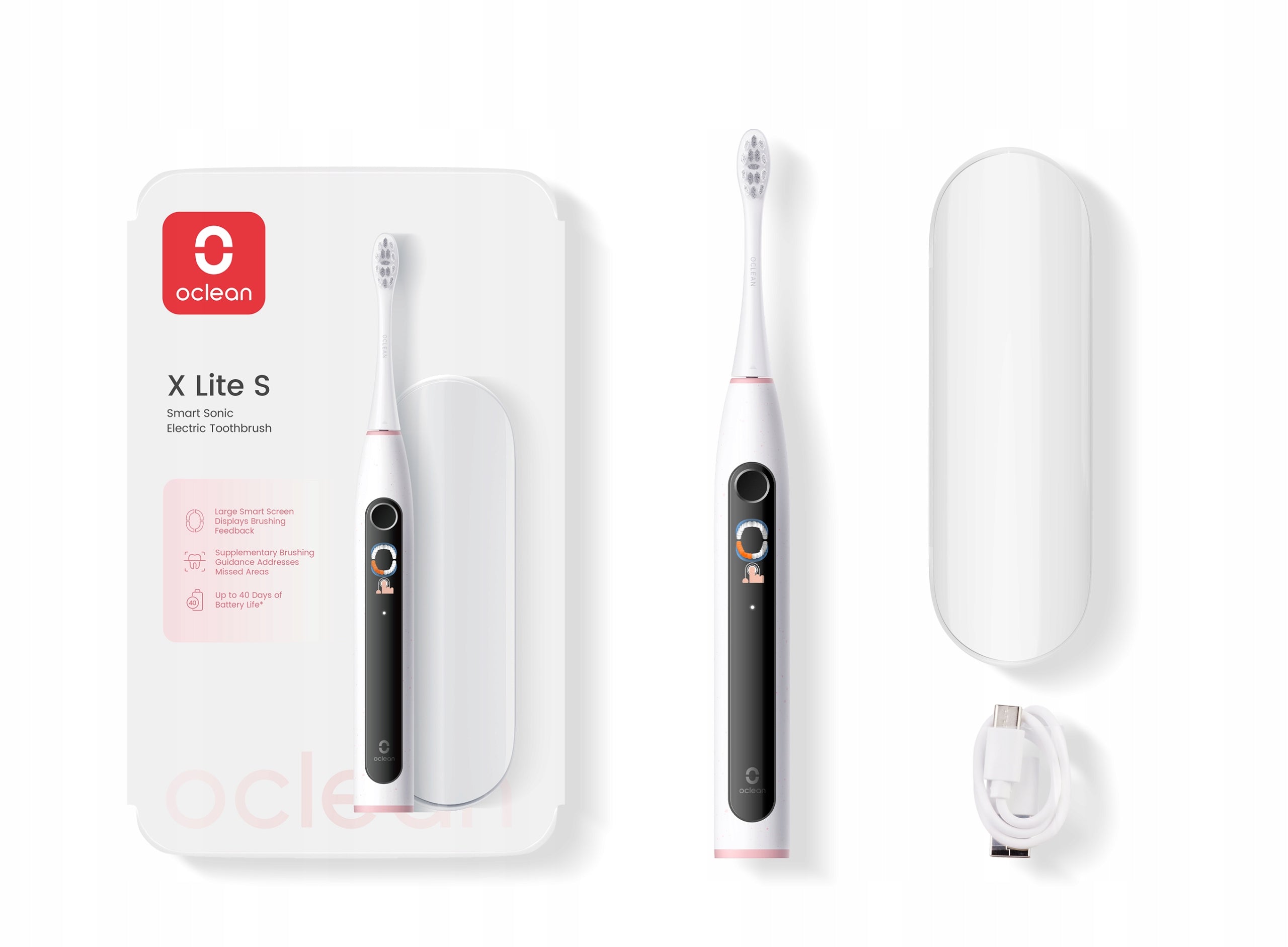 Oclean X Lite Set Grey pouzdro a sonický kartáček, šedo-růžový