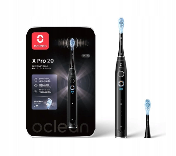Oclean X Pro 20 Black Rechargeable Sonic Toothbrush with 2 Heads