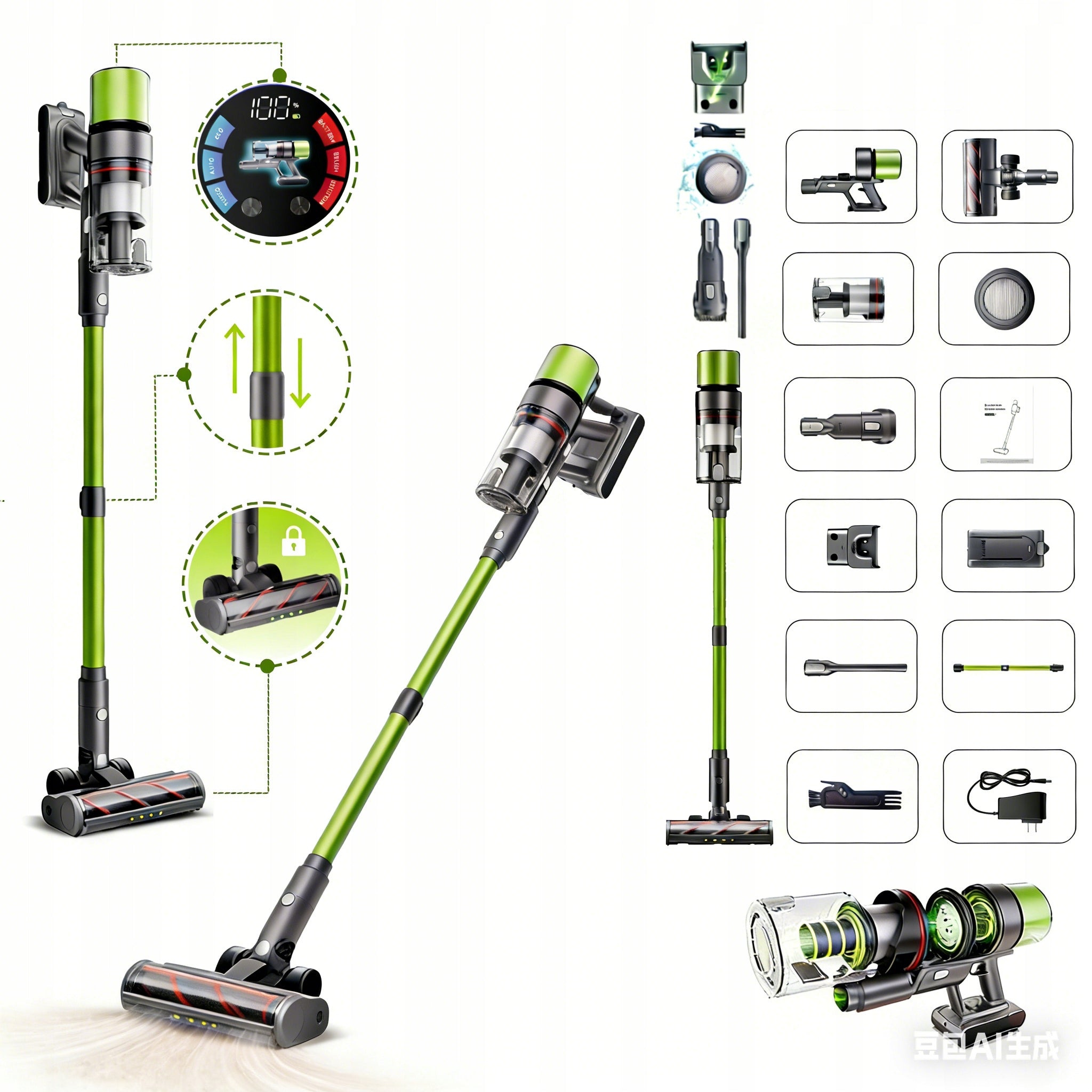 Odkurzacz Pionowy Bezprzewodowy SmartAi V6 65KPa 24Ah 80Min 650W