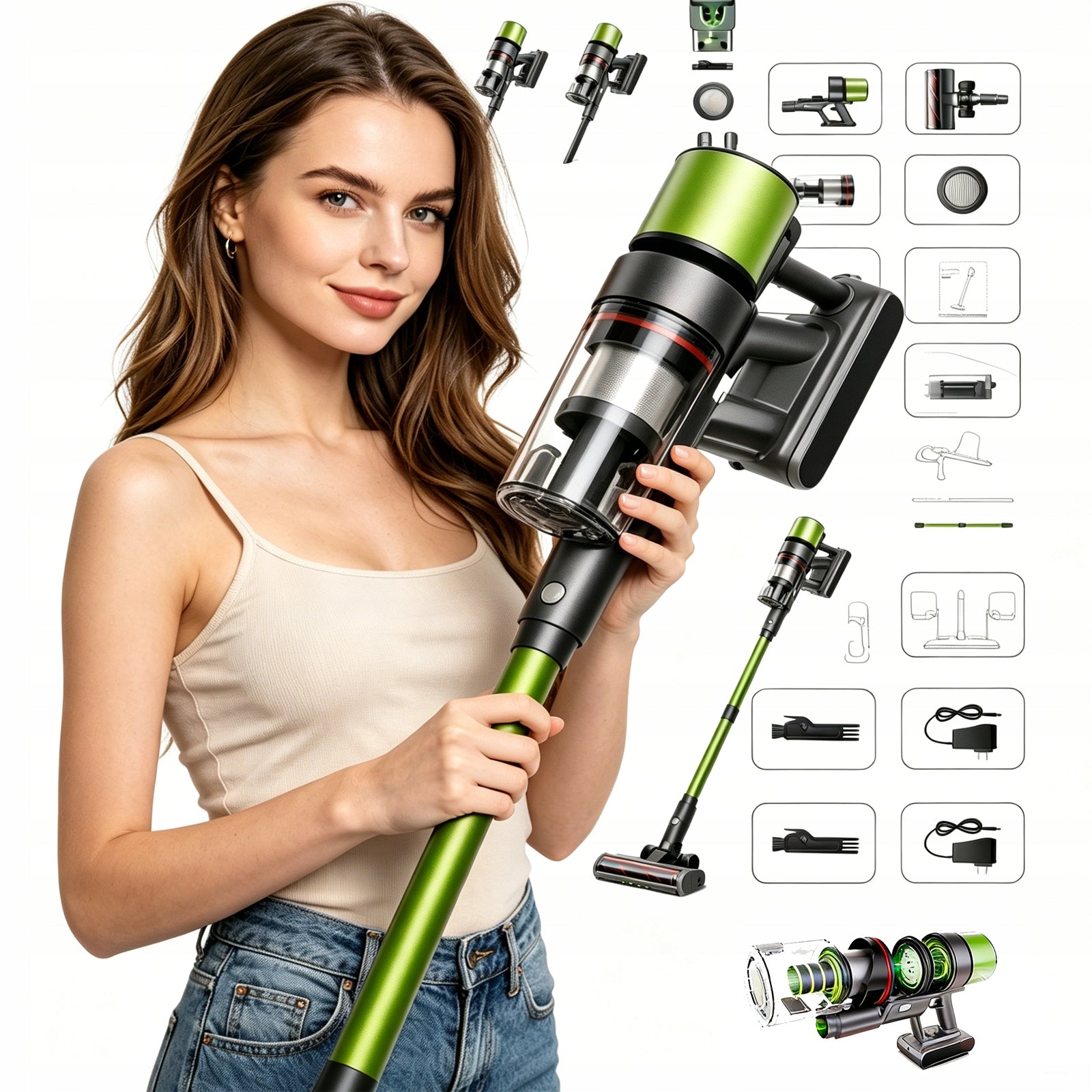 Odkurzacz pionowy inteligentny SmartAi V6 650W 24Ah 65KPa 80min