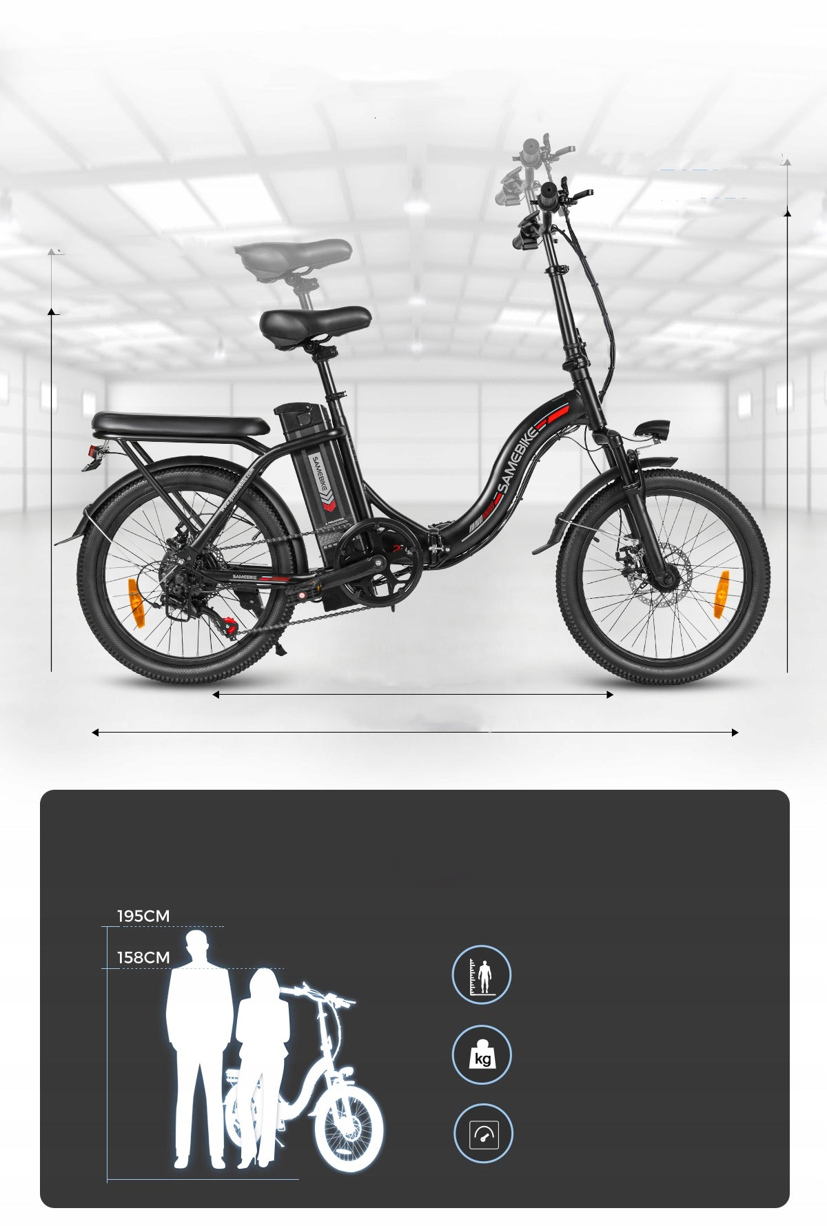 Off-road Electric Vehicle 560W 32KM/H 90KM 468WH 20" Samebike CY20 with LED EAN (GTIN) 8581683141157