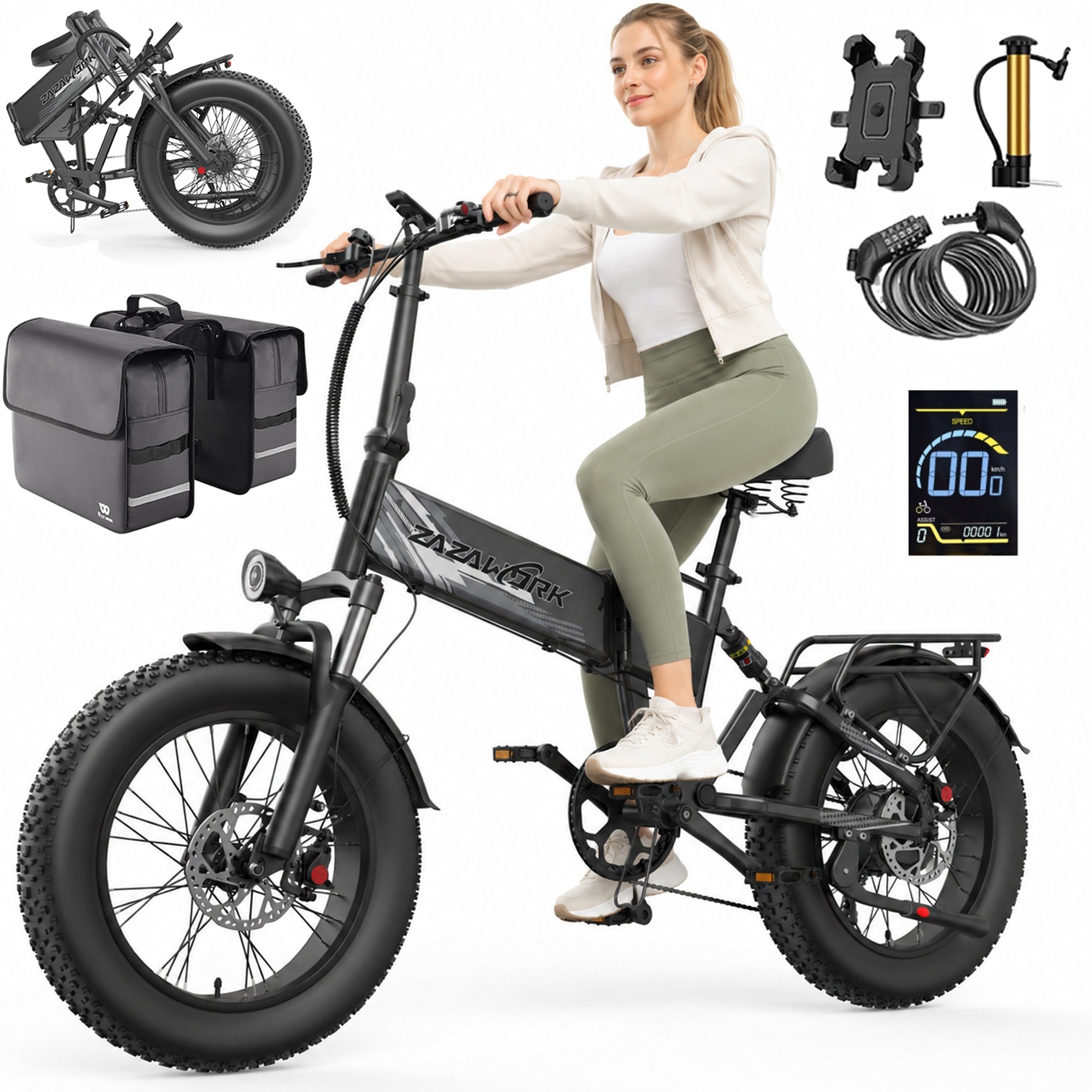 Off-road ZAZAWORK Thick Tyre Electric Vehicle 1500W 48V 20AH 45KM/H 20"