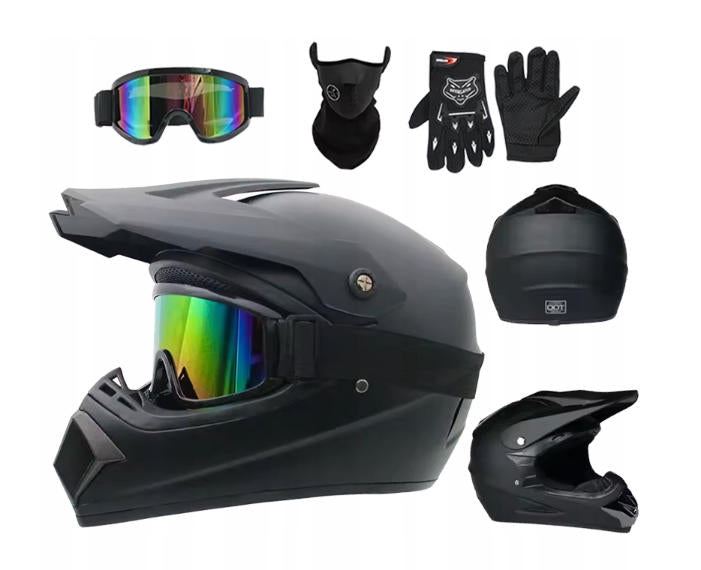 Off-road/motorcycle helmet for adults +gloves + goggles +face shield L