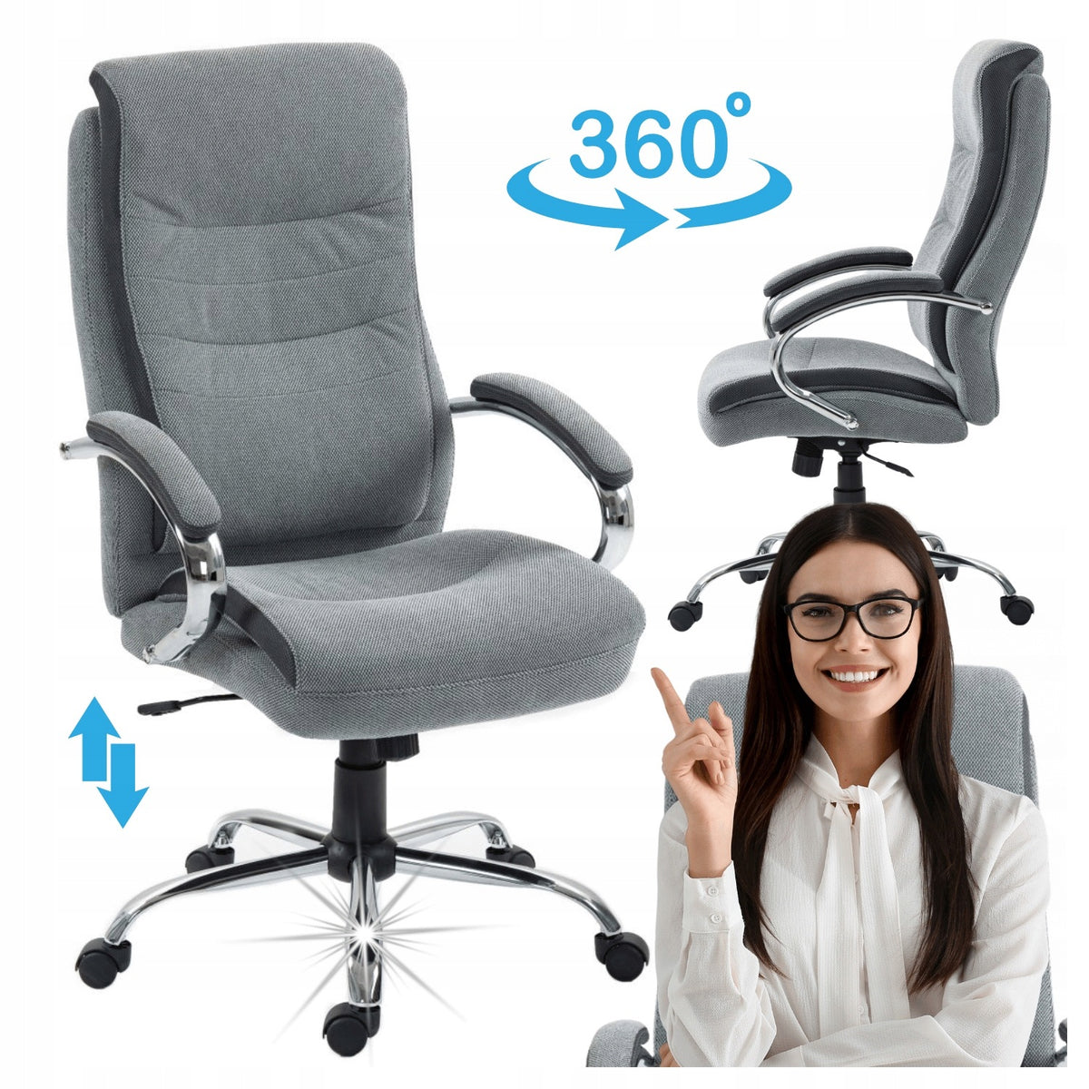 Office Cabinet Swivel Chair For Desk TILT Ash Grey CAESAR