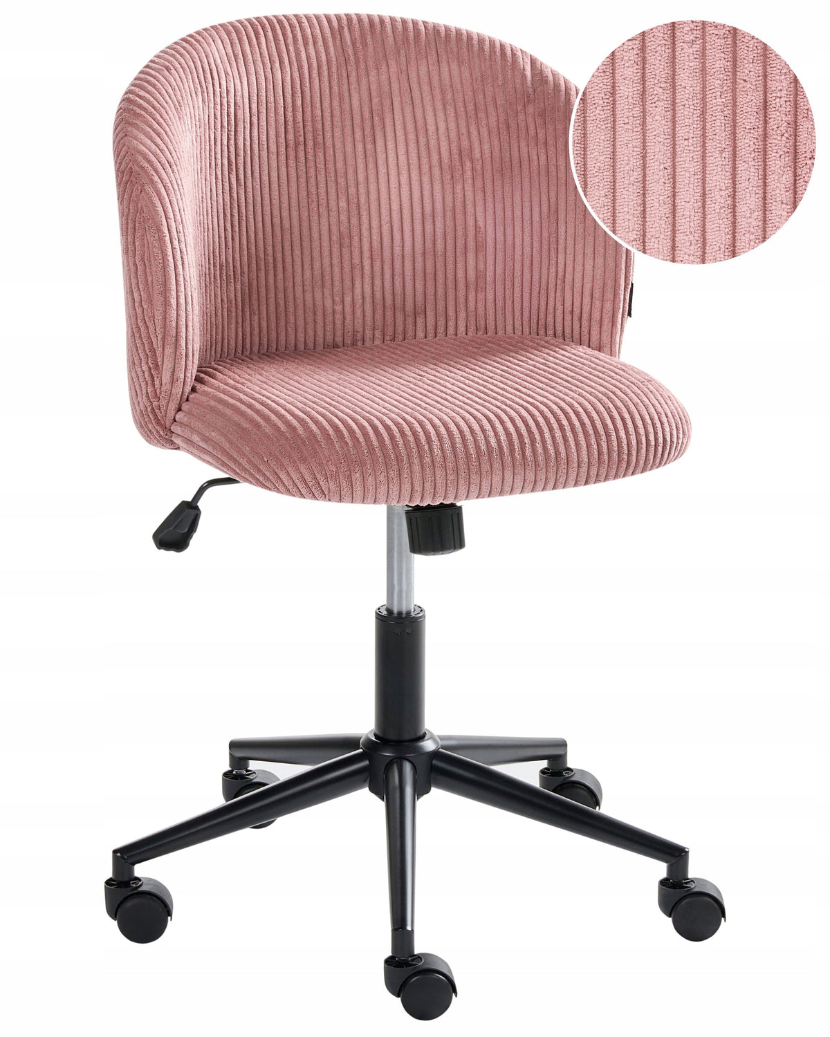 Office Chair Adjustable Corduroy Seat Pink