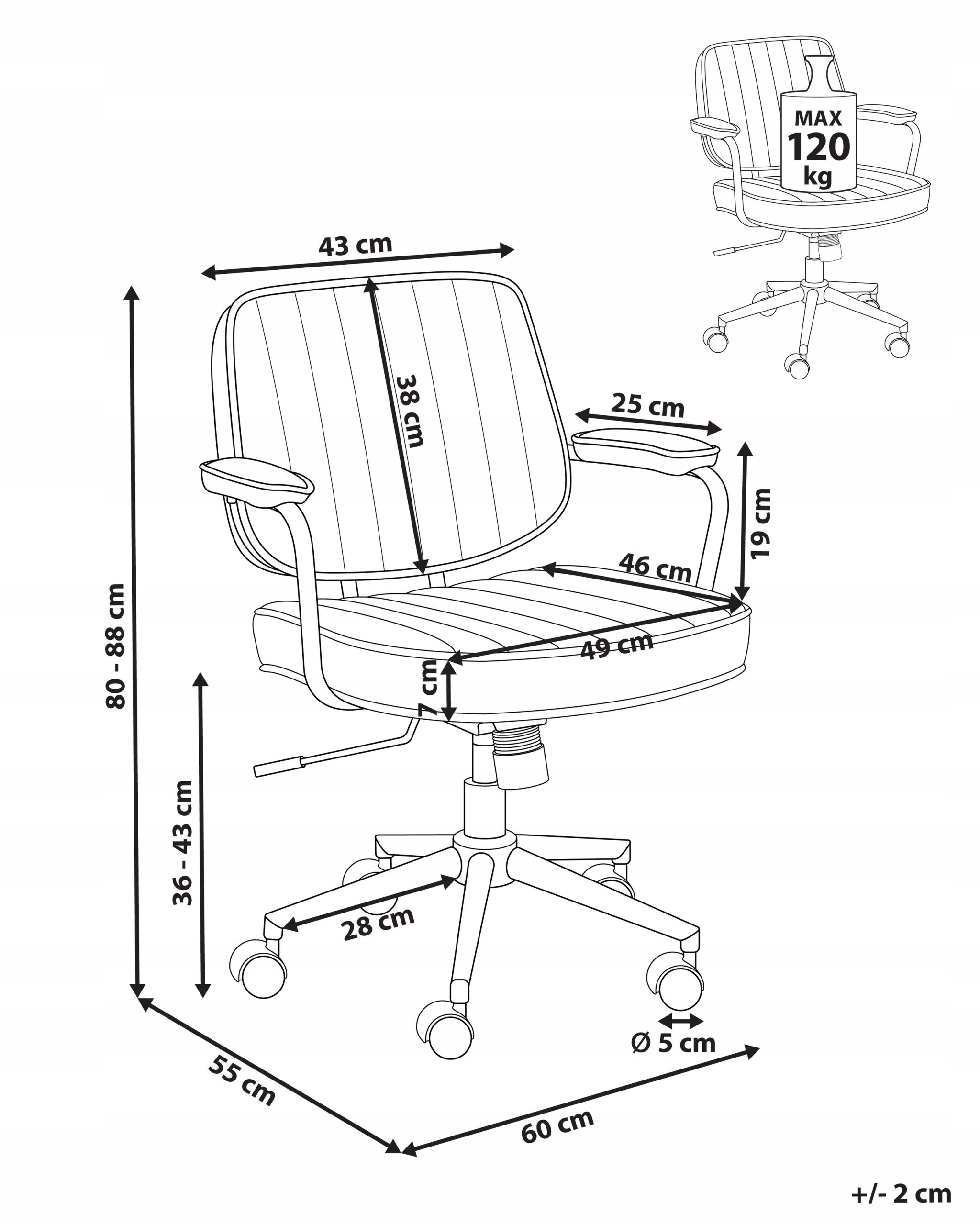 Office Chair Adjustable Faux Leather Light Brown Medical device no