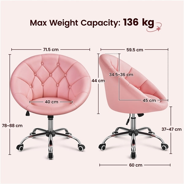 Office Chair Adjustable Quilted, Barrel Chair, Pink Brand Yaheetech