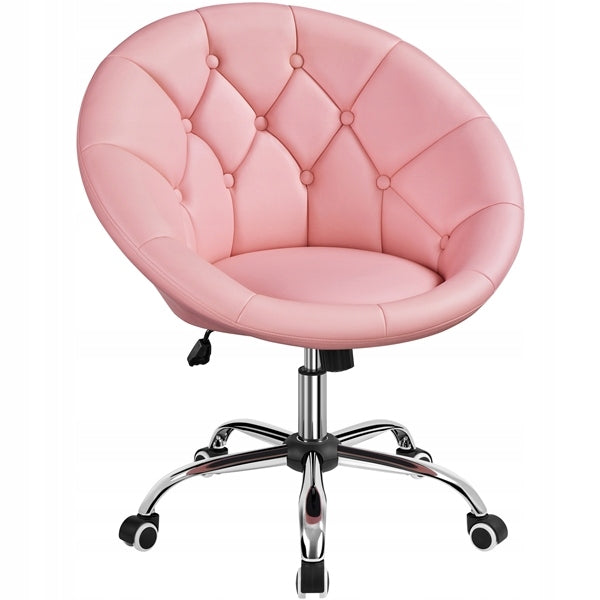 Office Chair Adjustable Quilted, Barrel Chair, Pink