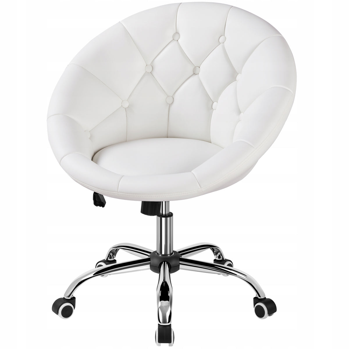 Office Chair Adjustable Quilted, Barrel Chair, White Brand Yaheetech