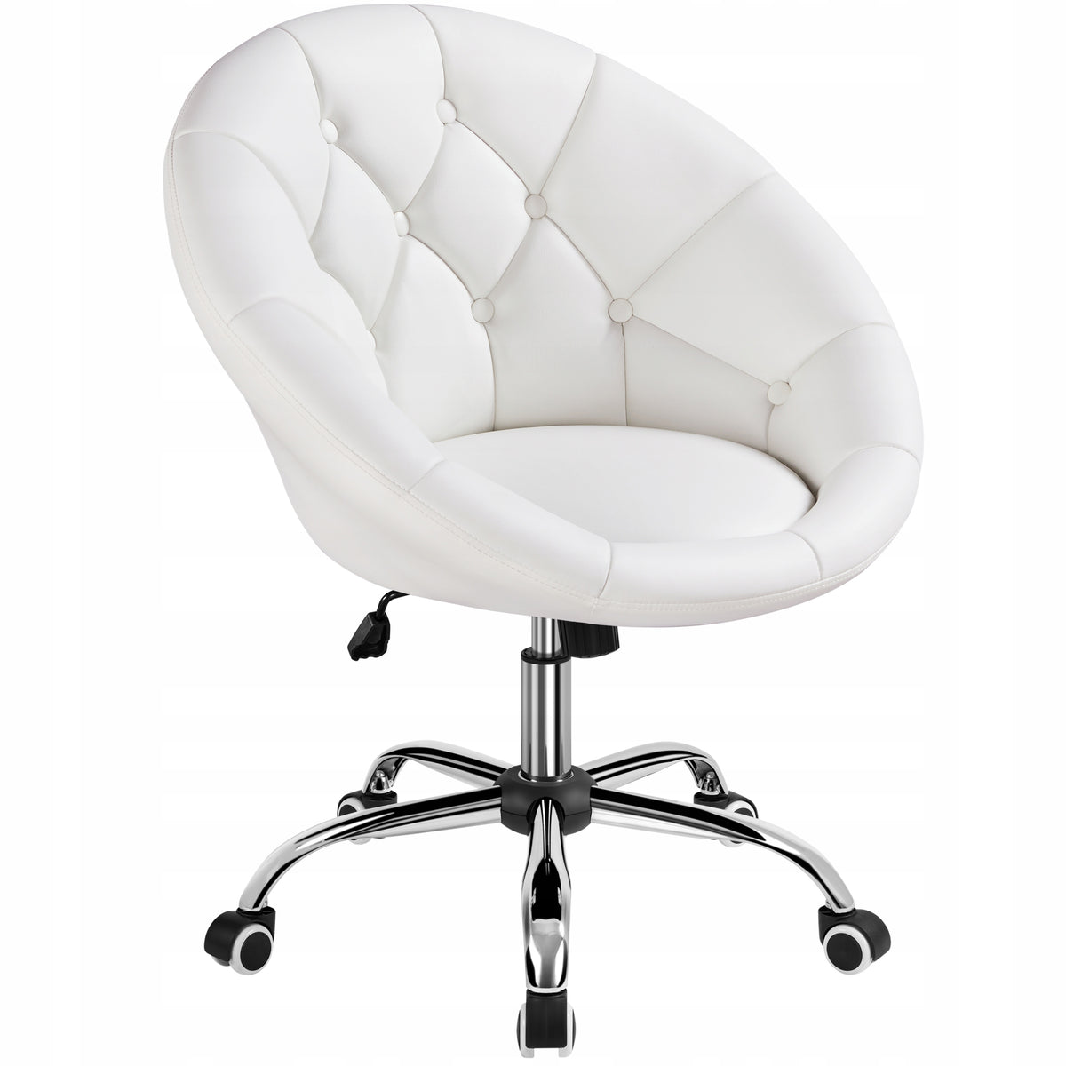 Office Chair Adjustable Quilted, Barrel Chair, White