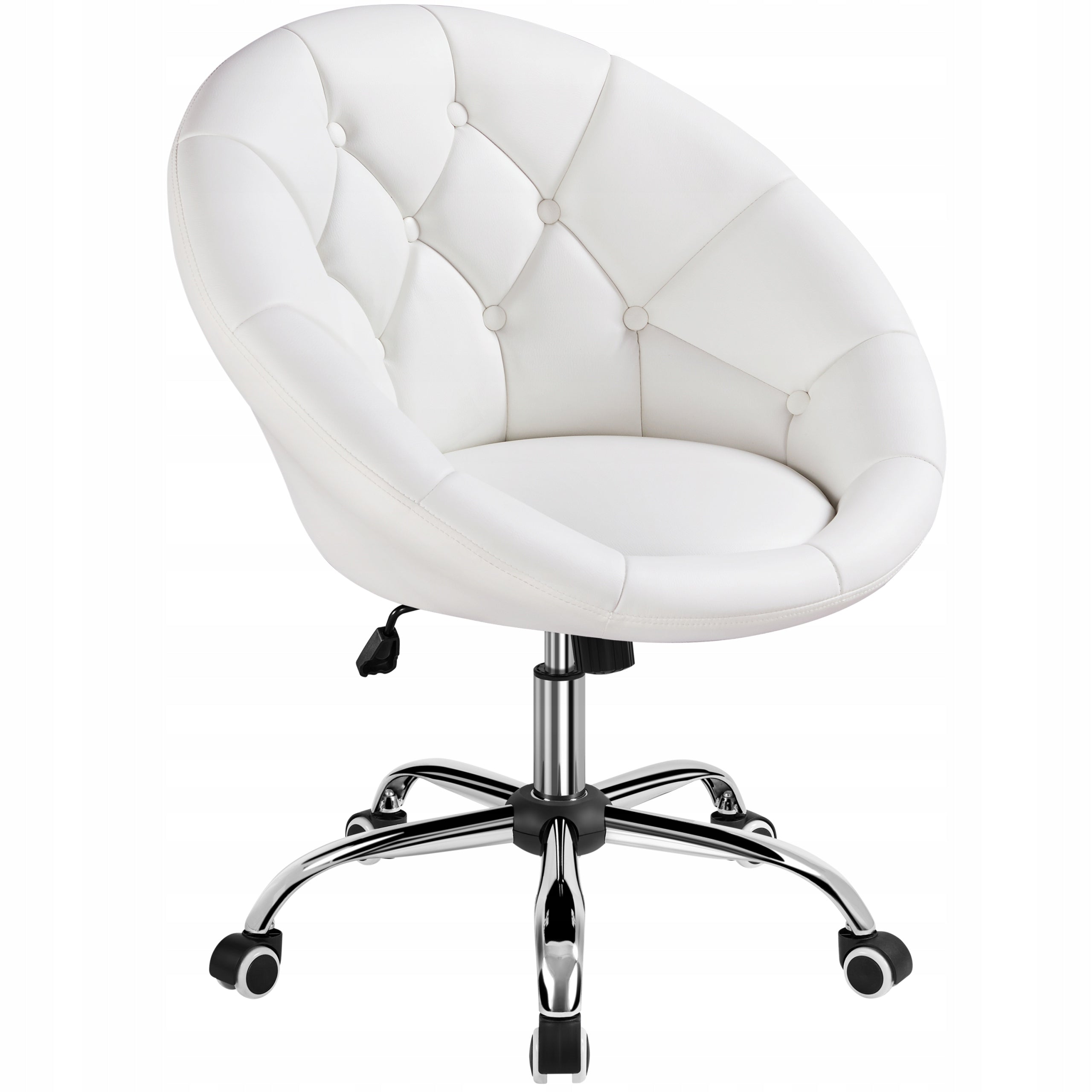 Office Chair Adjustable Quilted, Barrel Chair, White