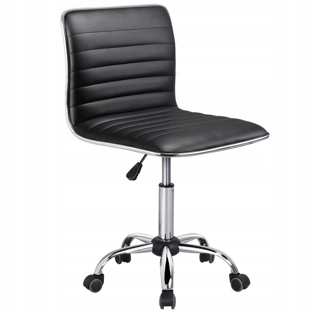 Office Chair Armrestless, Adjustable Height, Black