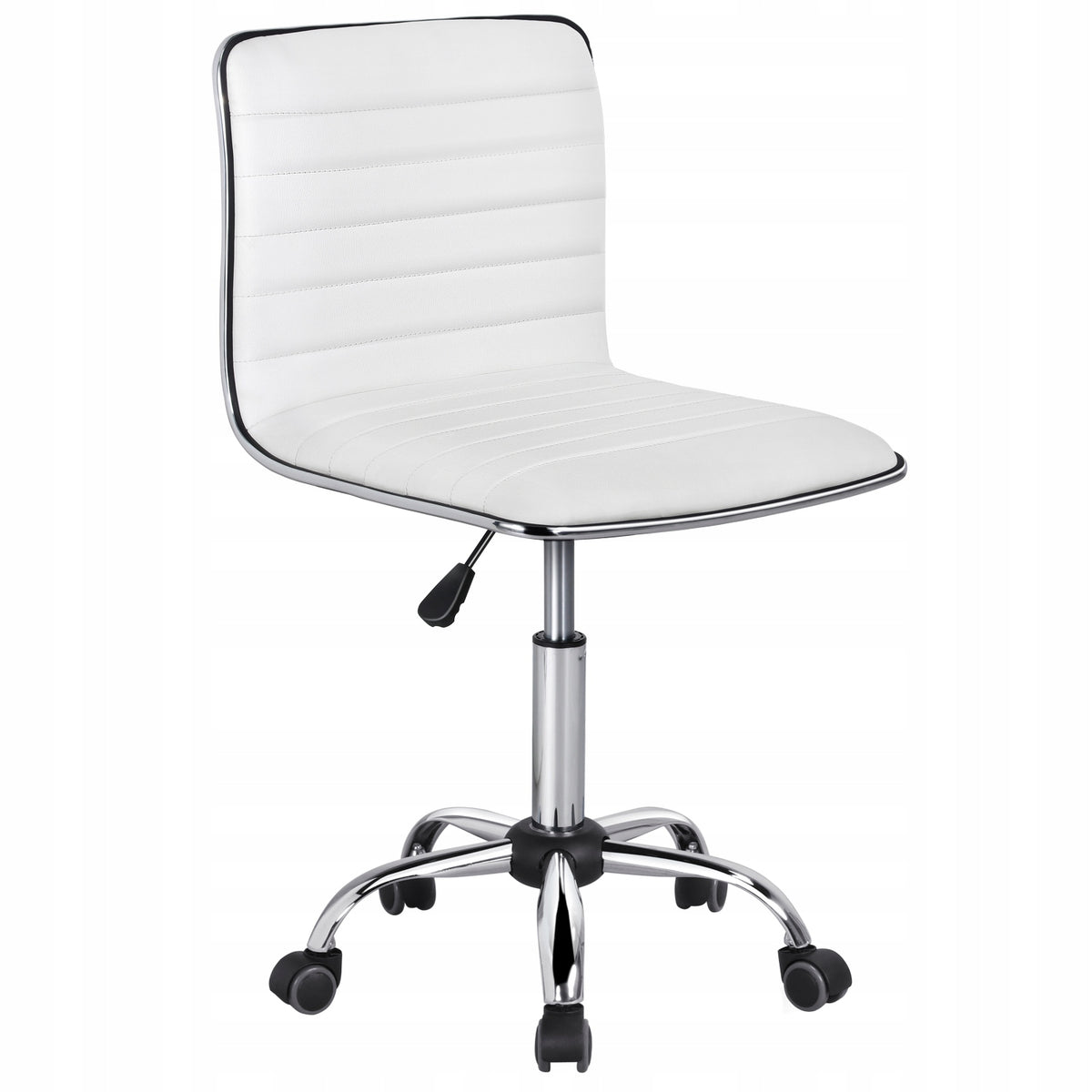 Office Chair Armrestless Chair, Adjustable Height, White