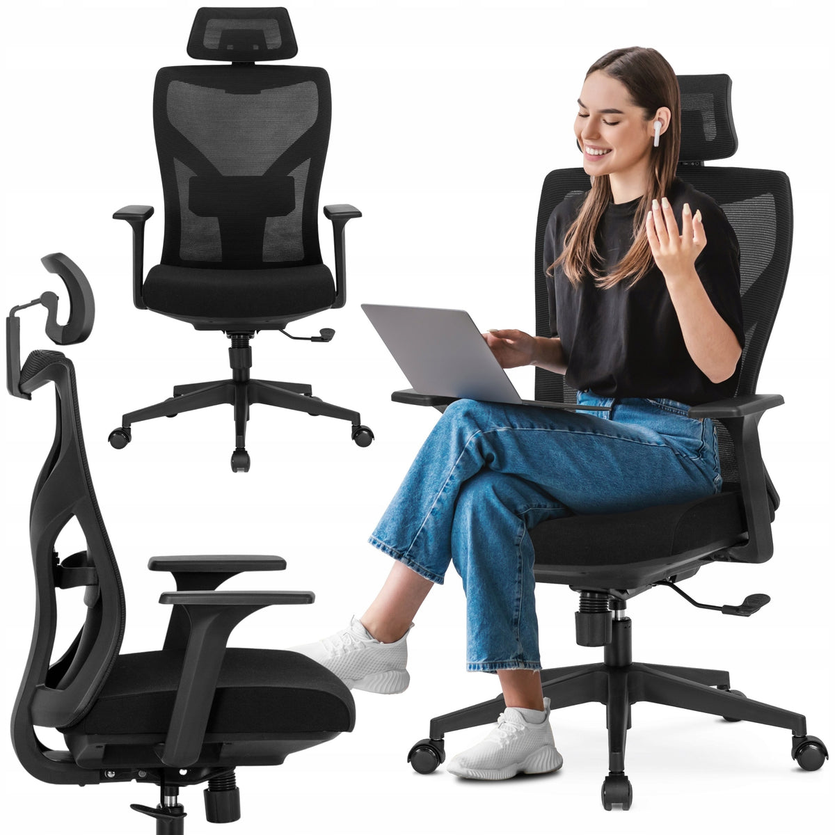 Office Chair Black Swivel Chair Ergonomic For Work SPIRAL