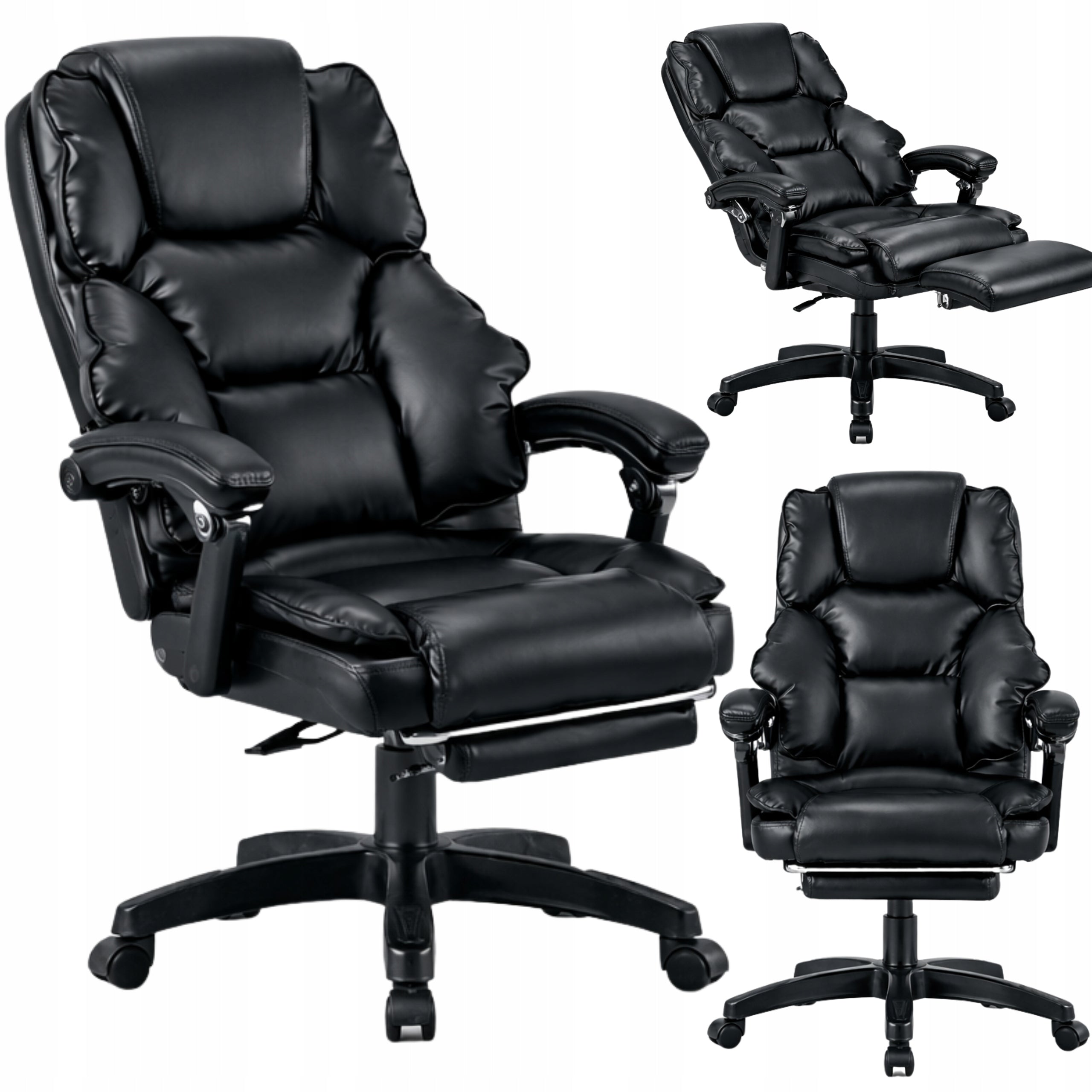 Office Chair Chef Swivel Footrest Work Desk Black