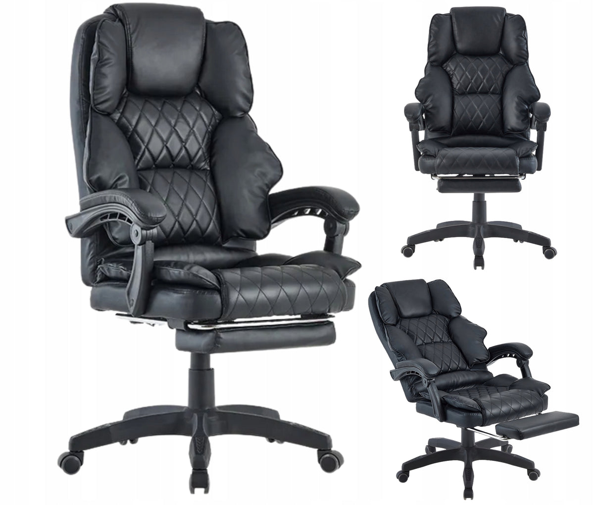 Office Chair Chef Swivel Footrest Work Desk Black