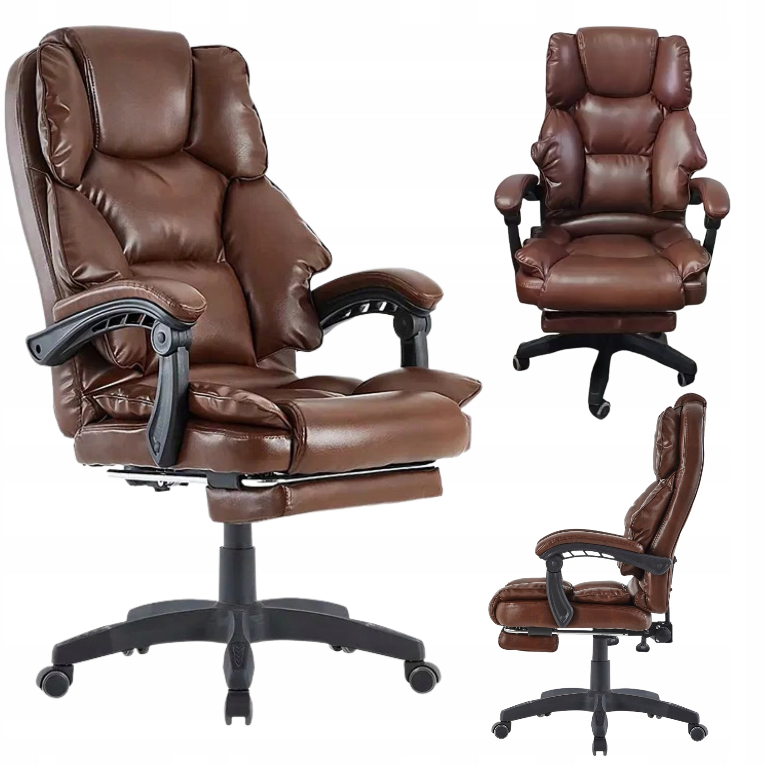 Office Chair Chef Swivel Footrest Work Desk Dark Brown