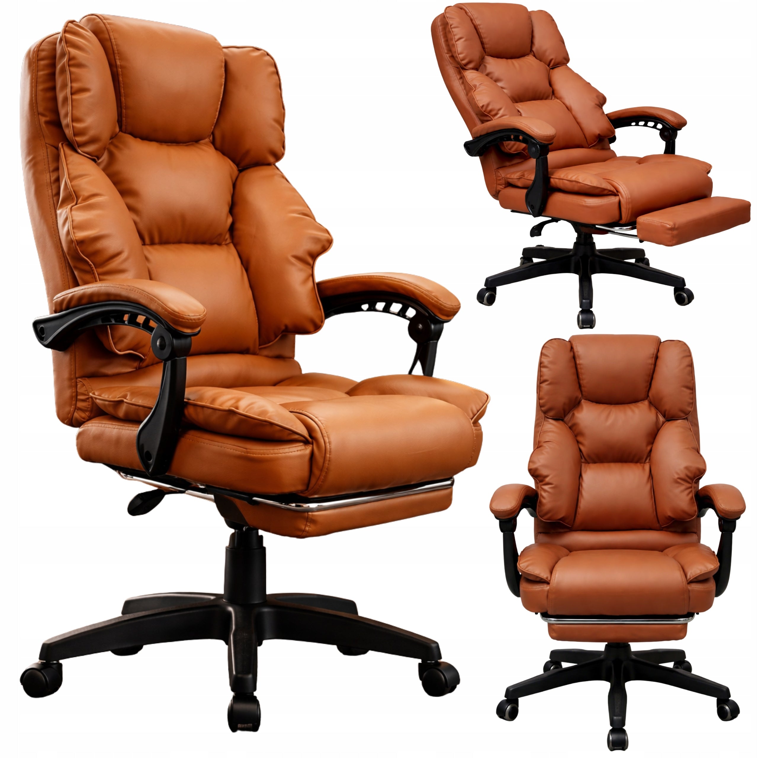 Office Chair Chef Swivel Footrest Work Desk Light Brown