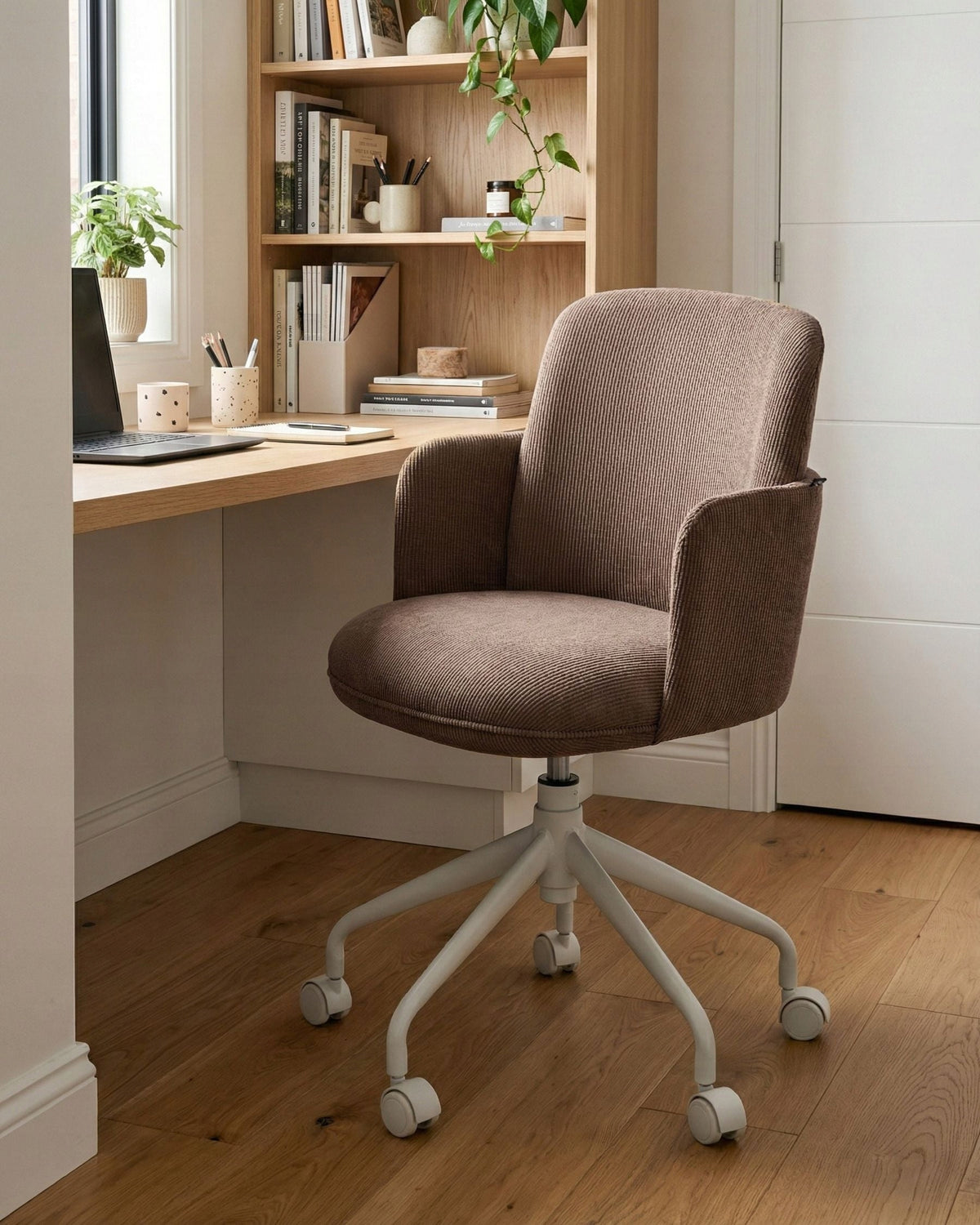 Office Chair Corduroy Height Adjustable Swivel Brown Packaging status original