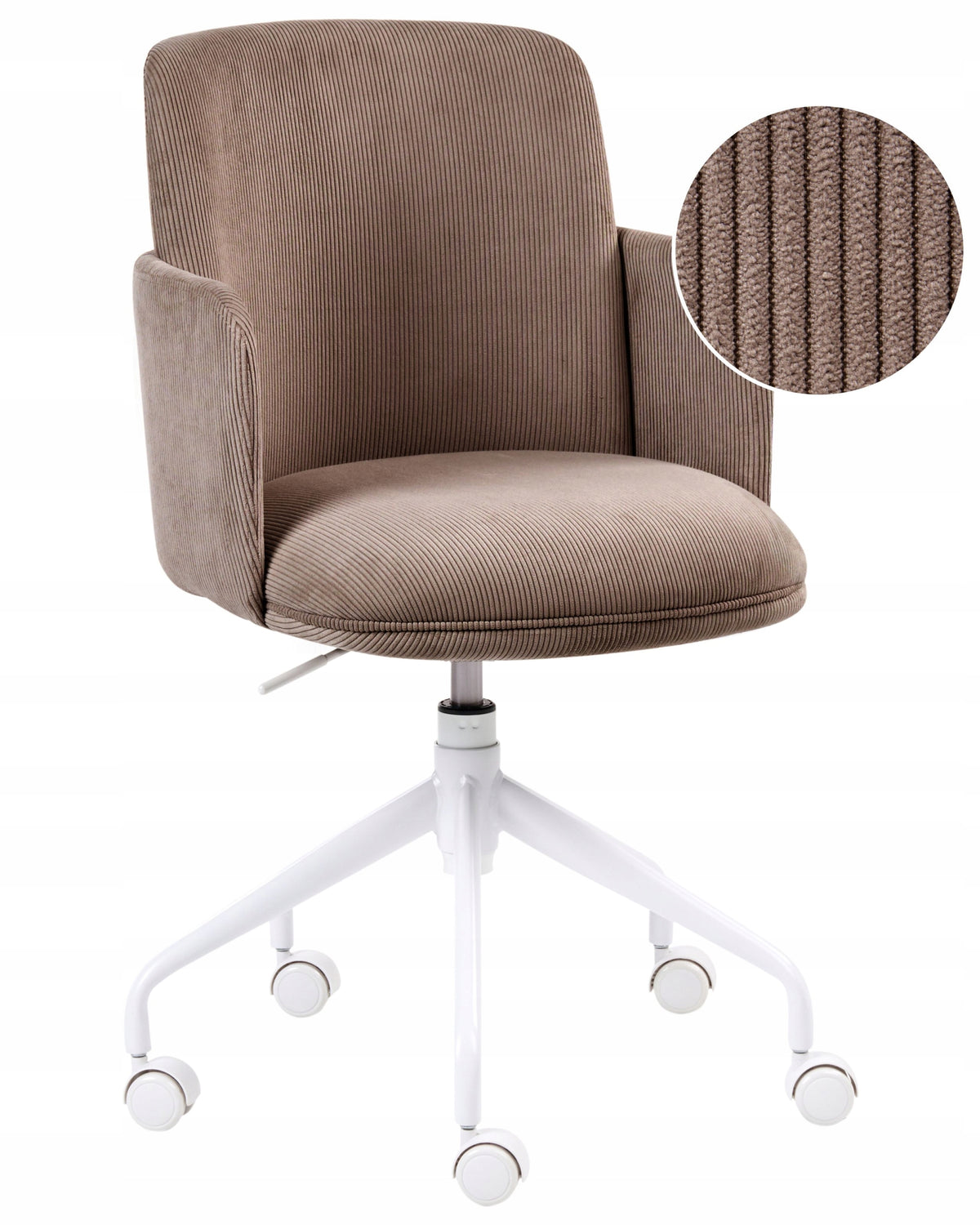 Office Chair Corduroy Height Adjustable Swivel Brown