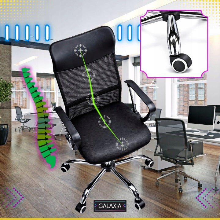 Office Chair ERGONOMIC SWIVEL FOR Desk BLACK Brand GALAXIA
