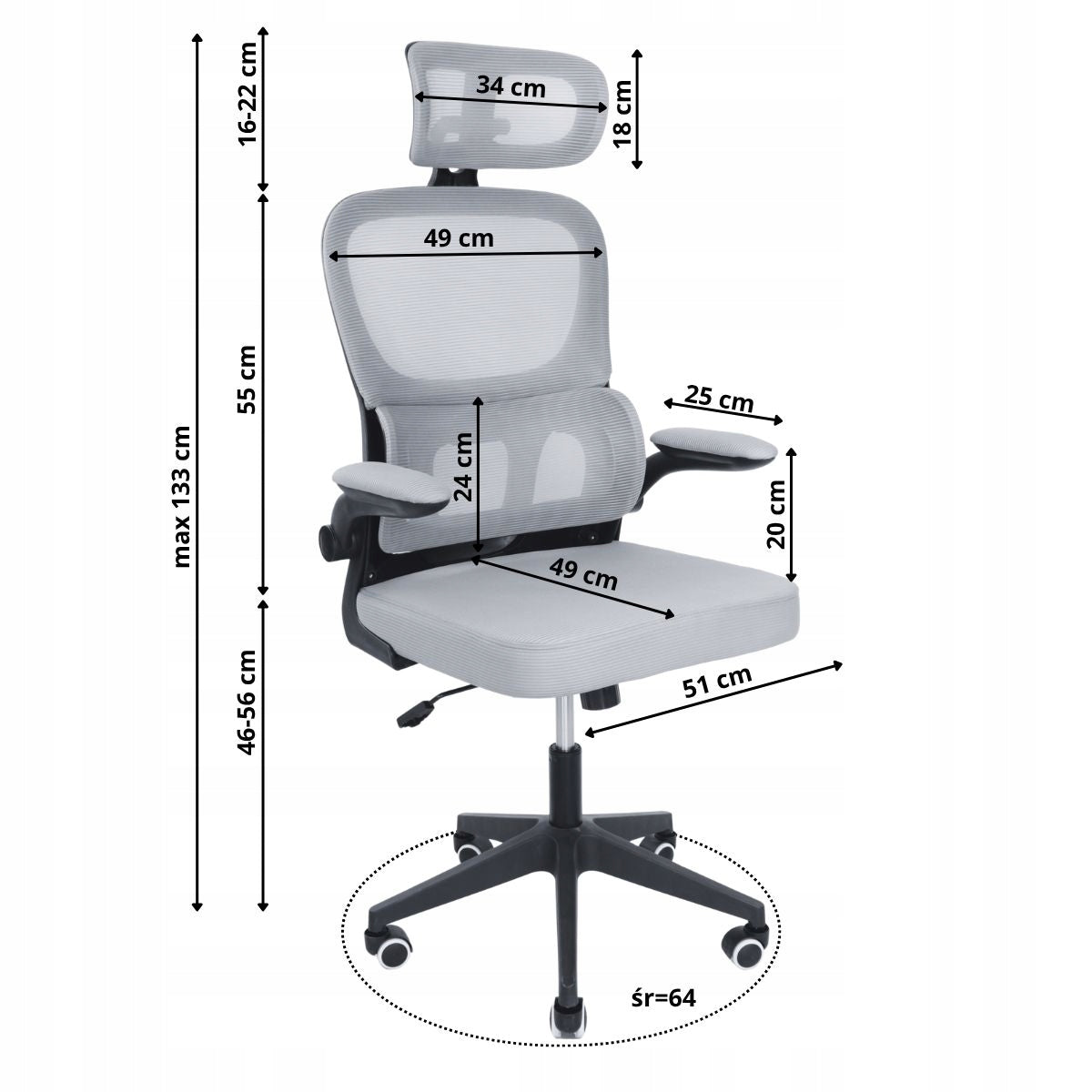 Office Chair ERGONOMIC Swivel Chair GREY Mesh COMFORTABLE For Desk Packaging status original
