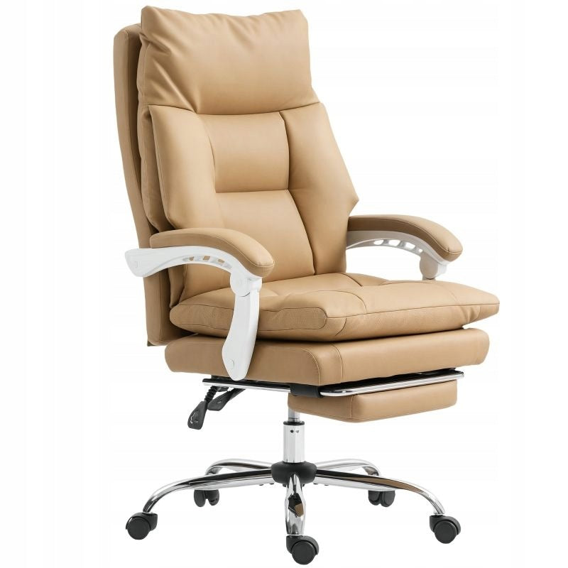 Office Chair Ergonomic Faux Leather Footrest Brown