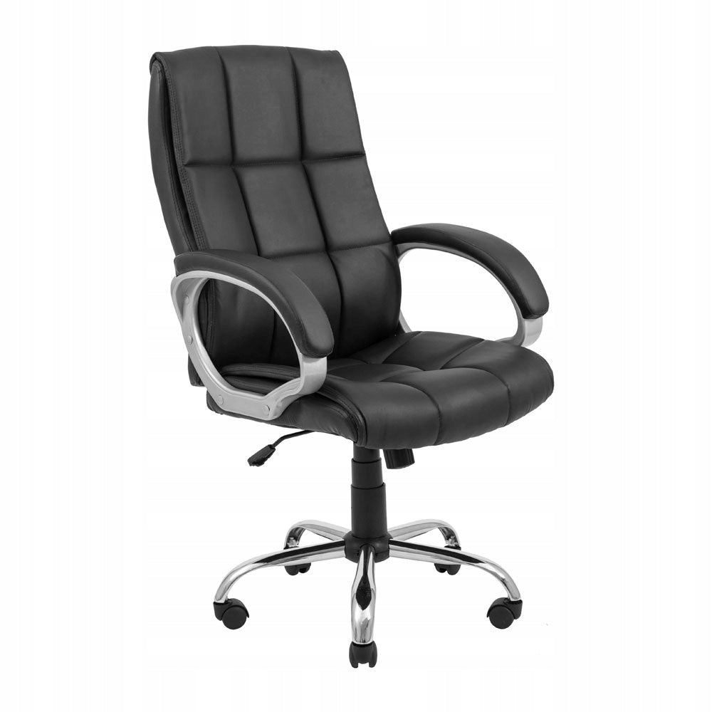 Office Chair Ergonomic RONDI Arizona Tilt Eco Leather Chrome Black