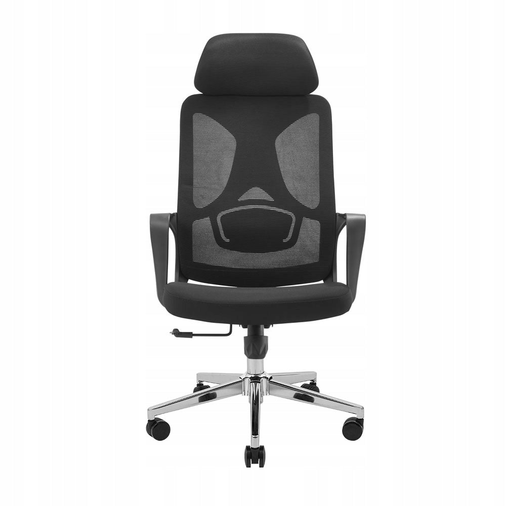 Office Chair Ergonomic RONDI Monero Mesh Headrest Tilt Chrome Black Packaging status original