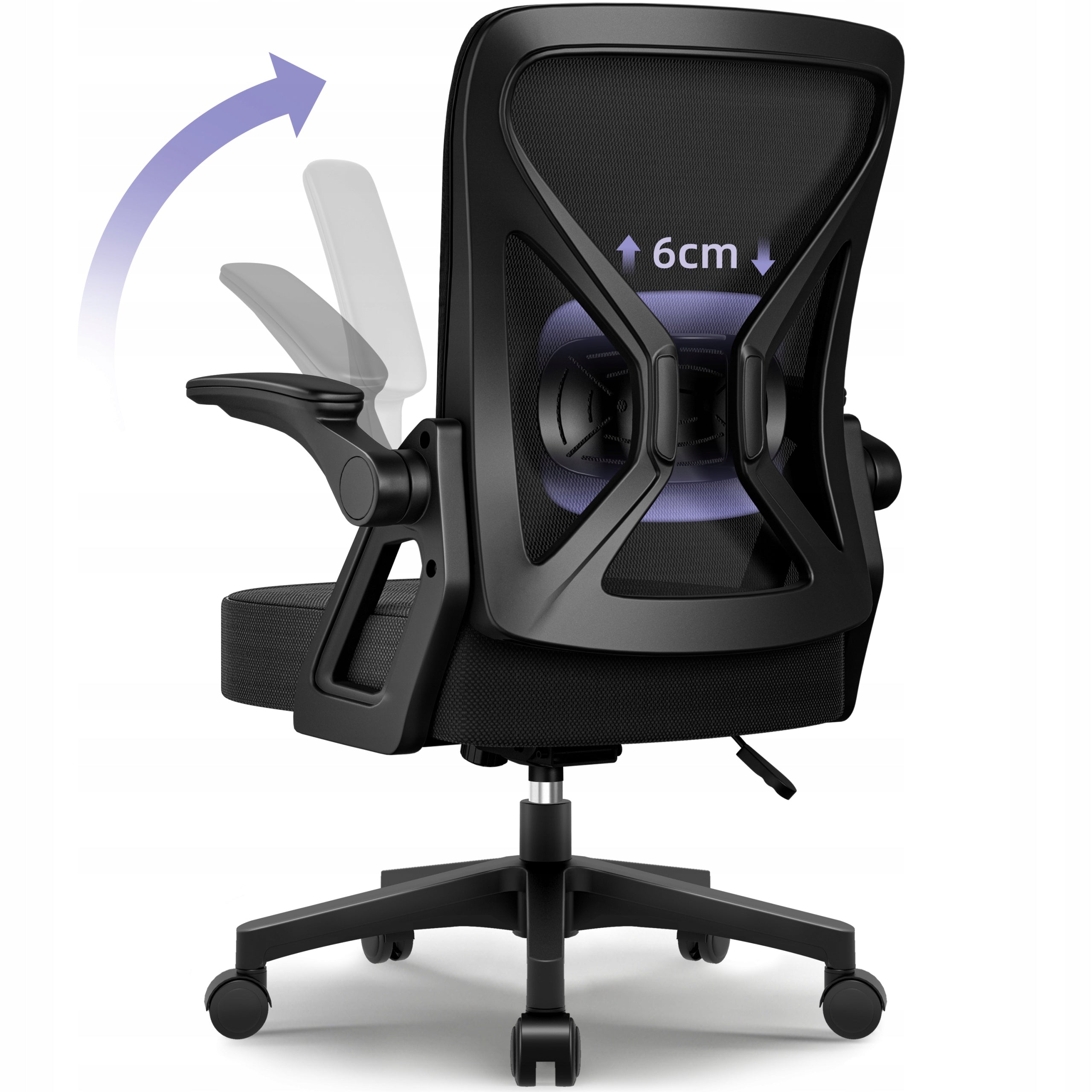 Office Chair Ergonomic Swivel Chair Adjustable Armrests Black 150KG