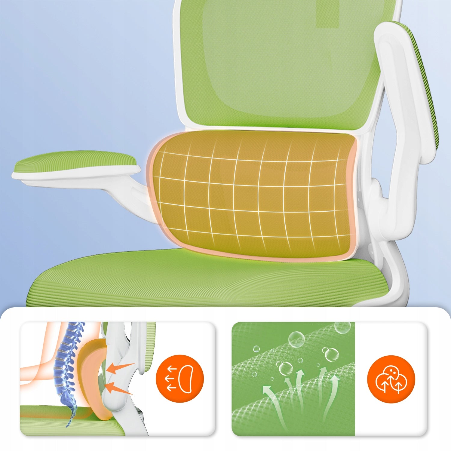Office Chair Ergonomic Swivel Chair Adjustable Headrest Green 150KG Manufacturer code RY254