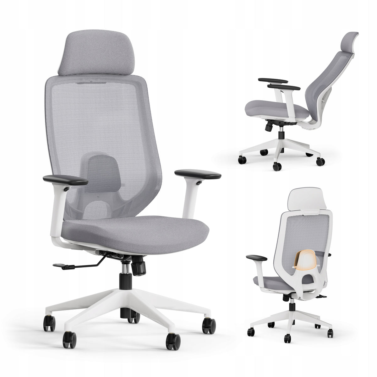 Office Chair Ergonomic Swivel Chair Material Grey Sense7 Nakai