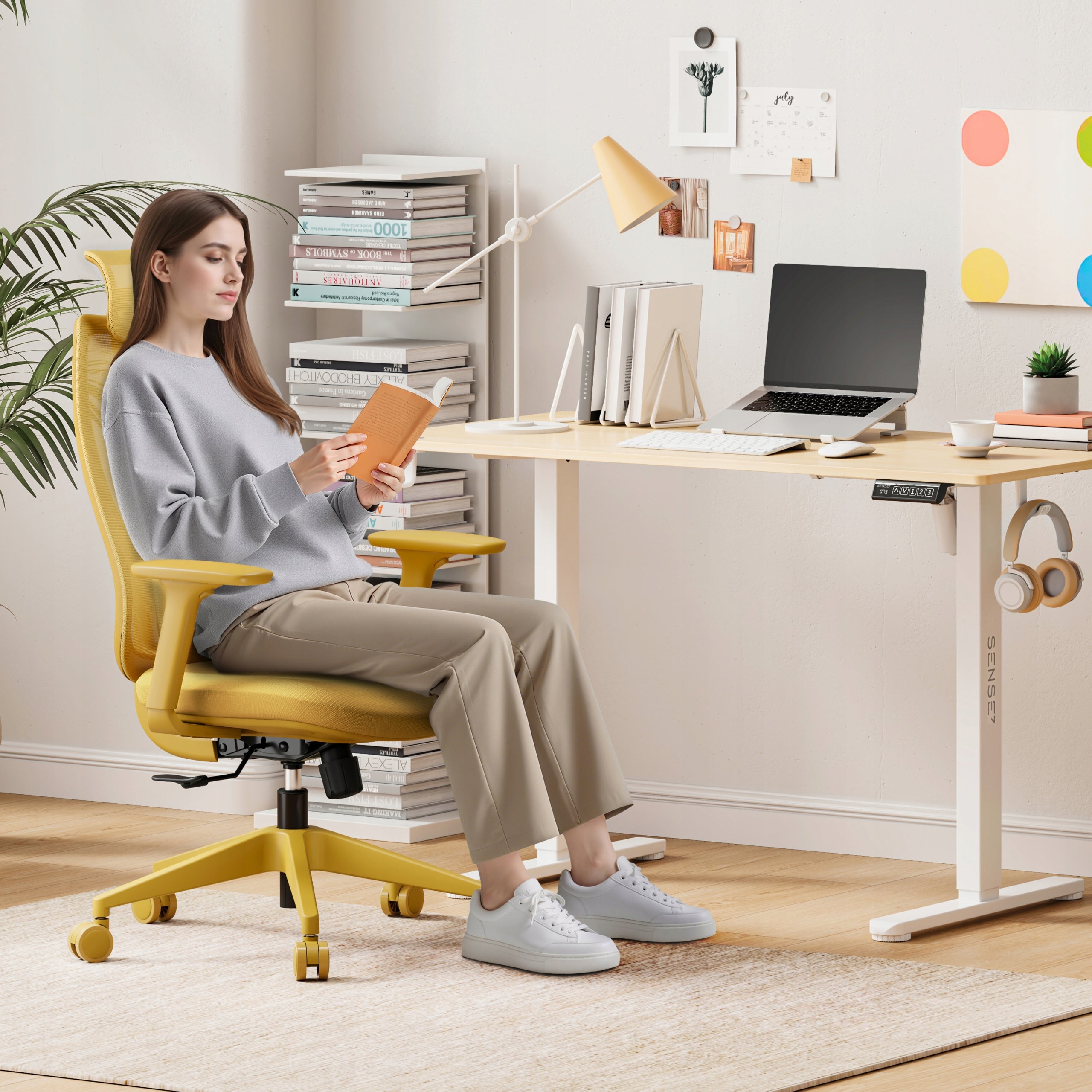 Office Chair Ergonomic Swivel Chair Material Yellow Sense7 Moyo Packaging status original